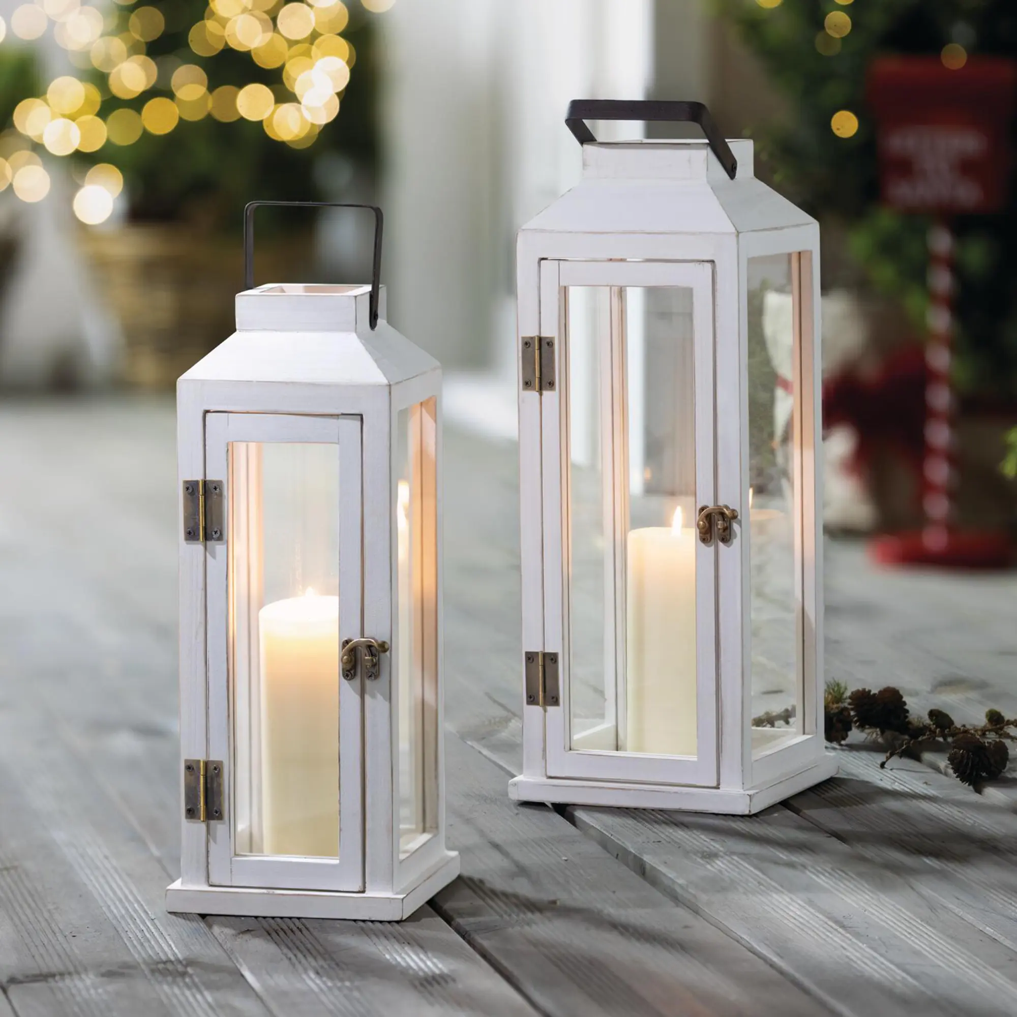 Acheter Lanterne « White washed », lot de 2 dans la boutique en ligne de Frank Flechtwaren