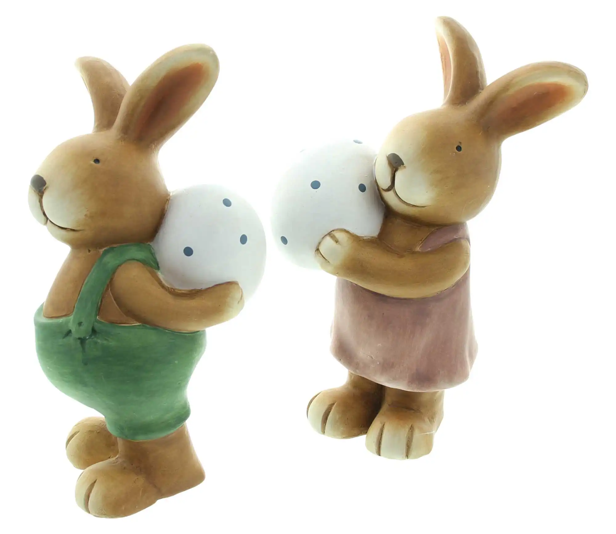 Acheter Lot de 2 figurines "lapin avec oeuf"  dans la boutique en ligne de Frank Flechtwaren pour Pâques