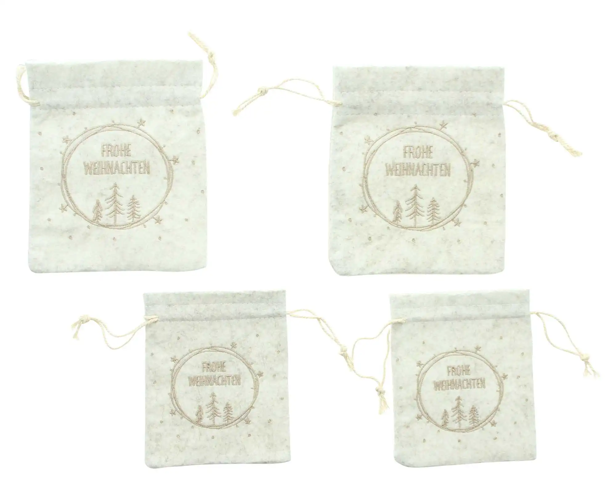 Acheter Lot de 4 sachets cadeaux "Frohe Weihnachten"  dans la boutique en ligne de Frank Flechtwaren pour Sacs et sachets cadeaux