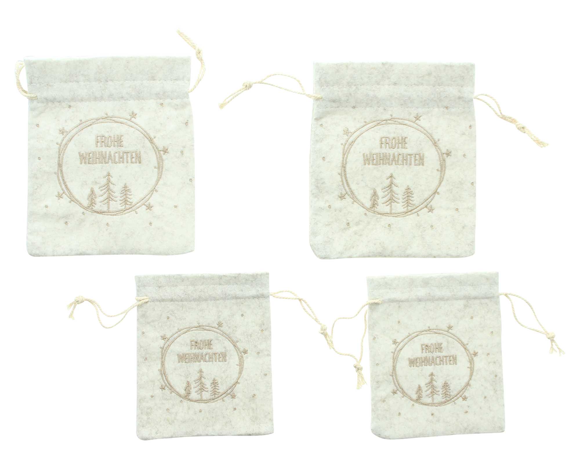 Acheter Lot de 4 sachets cadeaux "Frohe Weihnachten"  dans la boutique en ligne de Frank Flechtwaren pour Noël