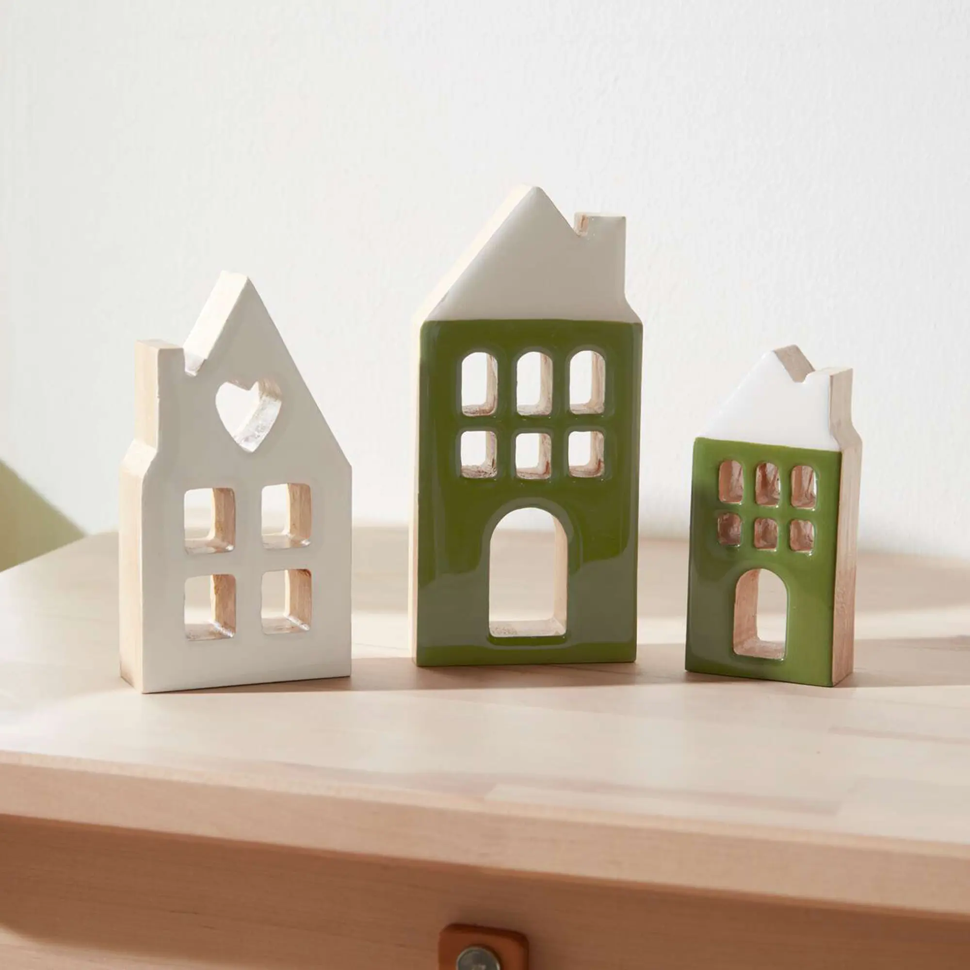 Acheter Lot de 3 maisons décoratives "Two-Tone"  dans la boutique en ligne de Frank Flechtwaren