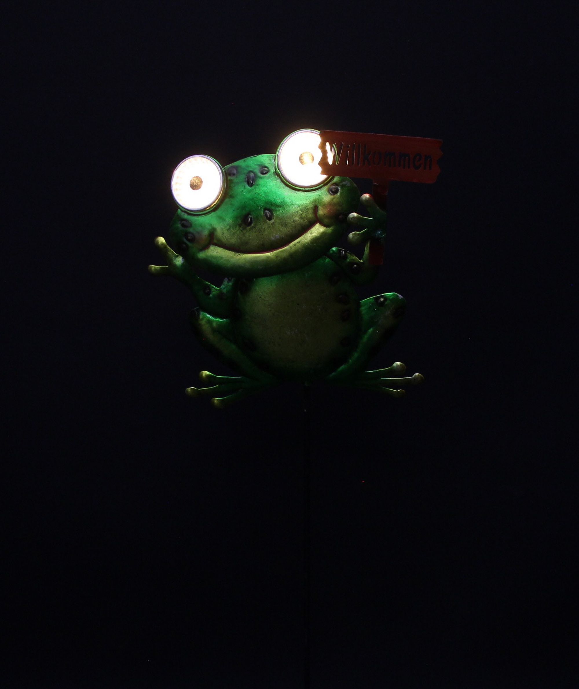 Acheter Pic solaire LED " Grazy Frog "  dans la boutique en ligne de Frank Flechtwaren pour Figurines de jardin
