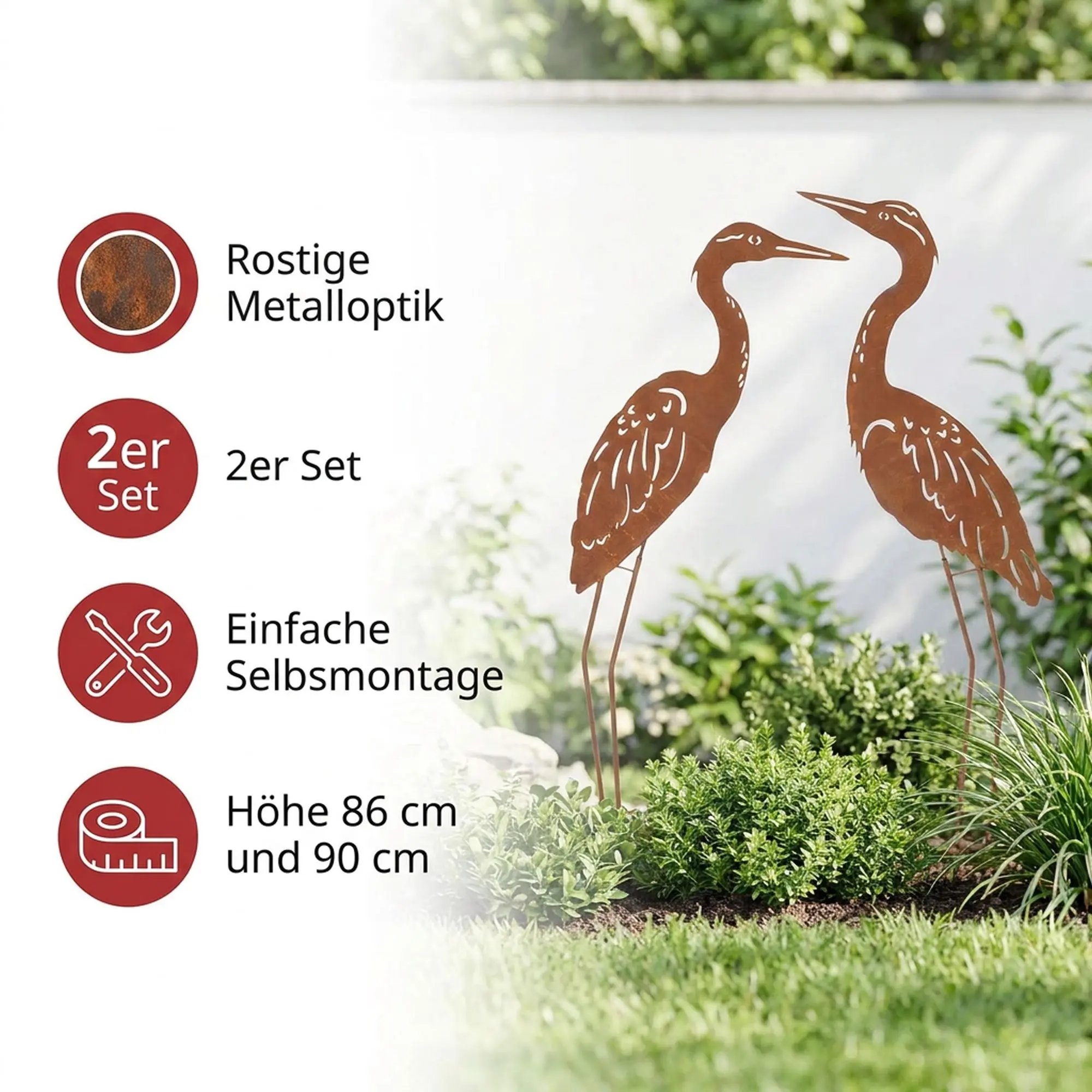 Acheter Lot de 2 oiseaux "rouille"  dans la boutique en ligne de Frank Flechtwaren pour Figurines décoratives
