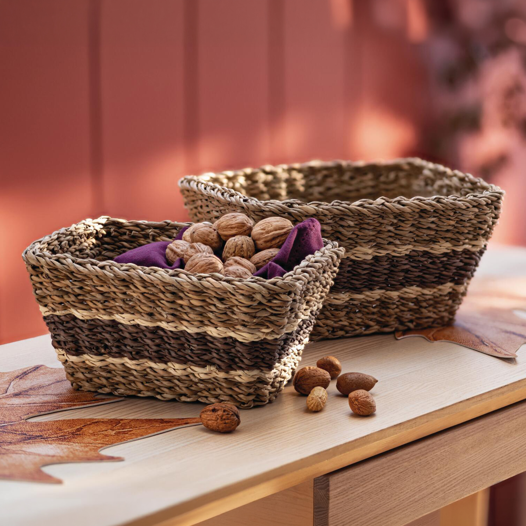 Acheter Panier de rangement « Brown Stripes », lot de 2 dans la boutique en ligne de Frank Flechtwaren