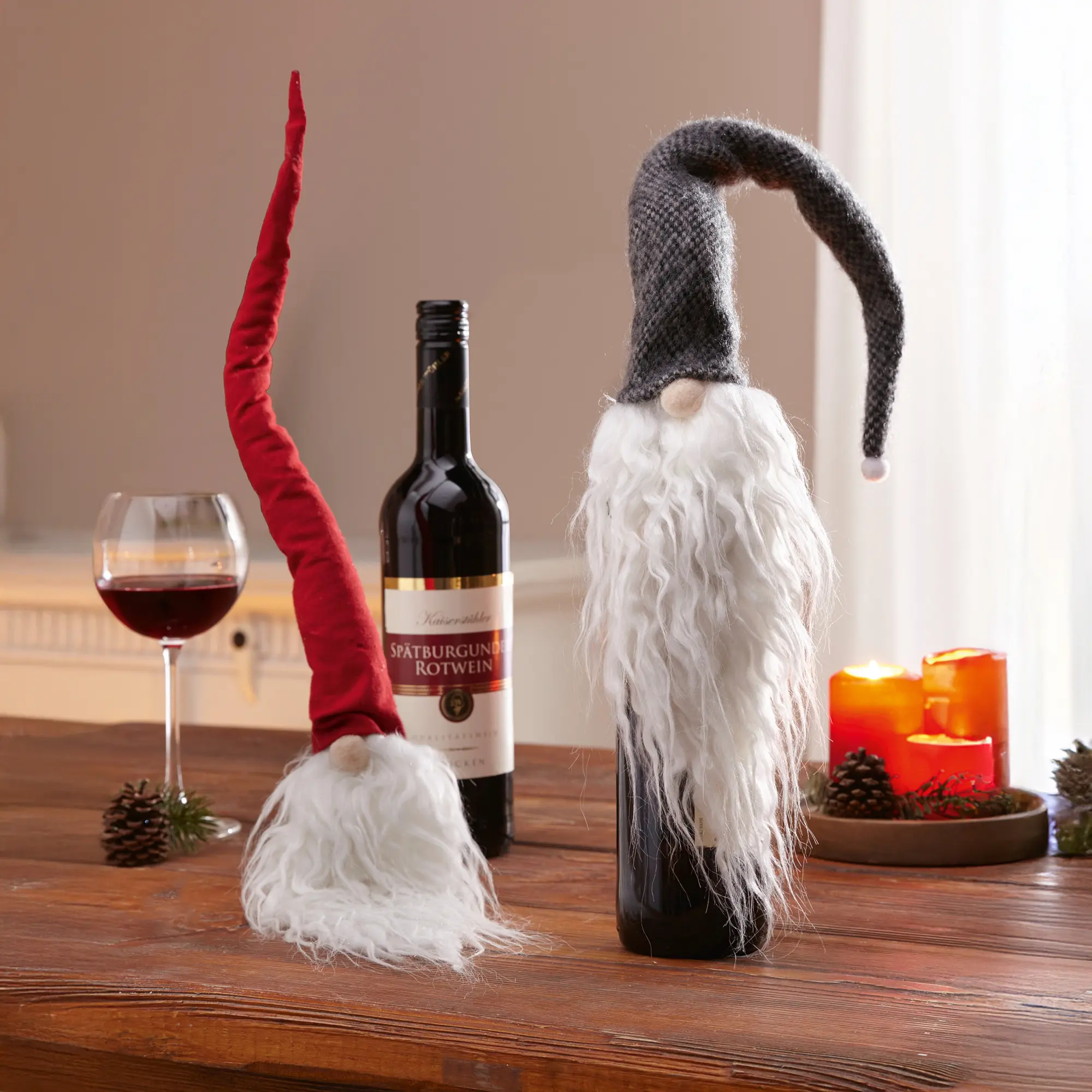 Acheter Lot de 2 déco bouteilles "chapeaux de lutins"  dans la boutique en ligne de Frank Flechtwaren