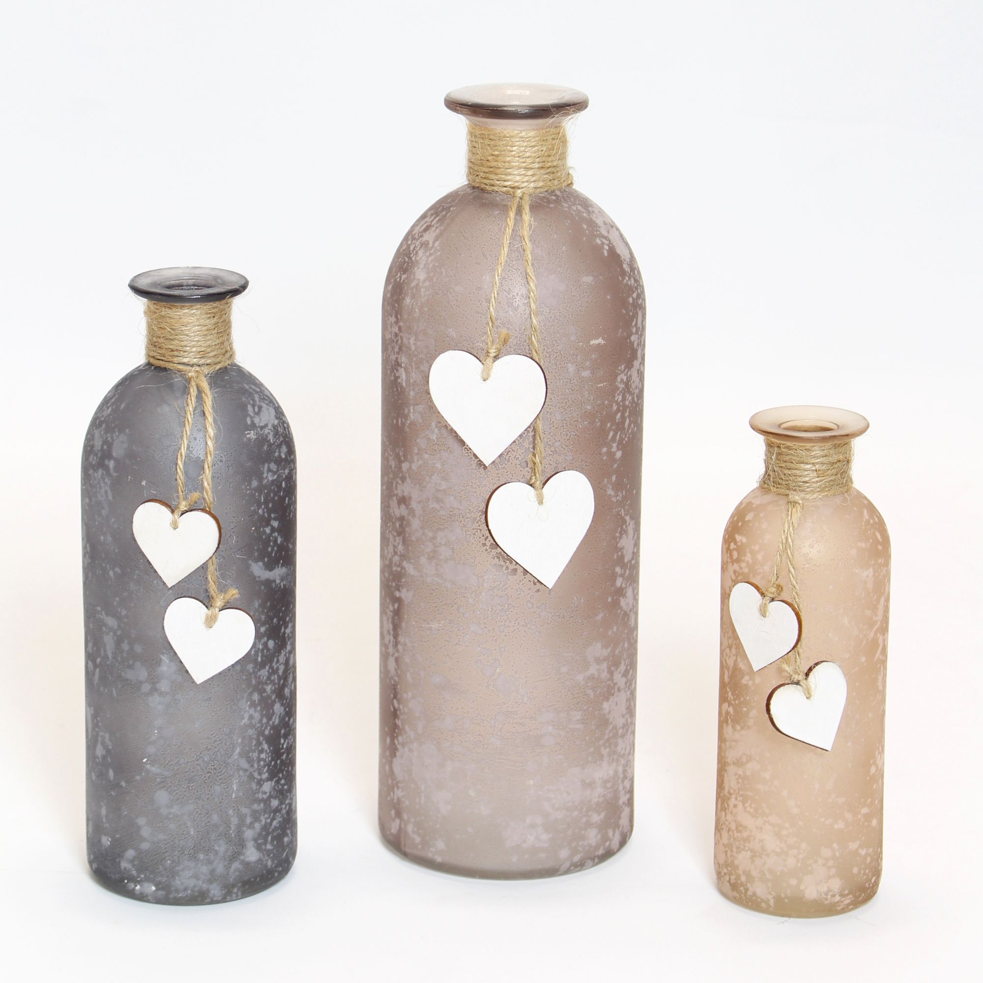 Acheter Lot de 3 vases décoratifs "petit coeur"  dans la boutique en ligne de Frank Flechtwaren pour Vases