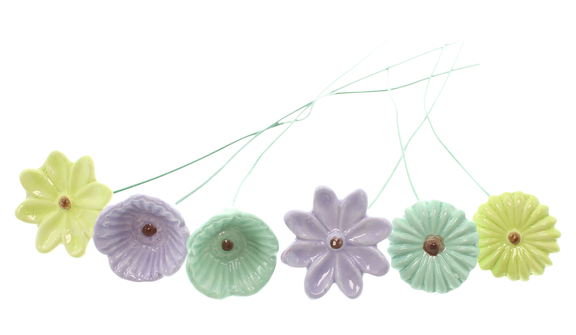 Acheter Lot de 6 pics "fleurs pastel"  dans la boutique en ligne de Frank Flechtwaren pour Pâques colorée