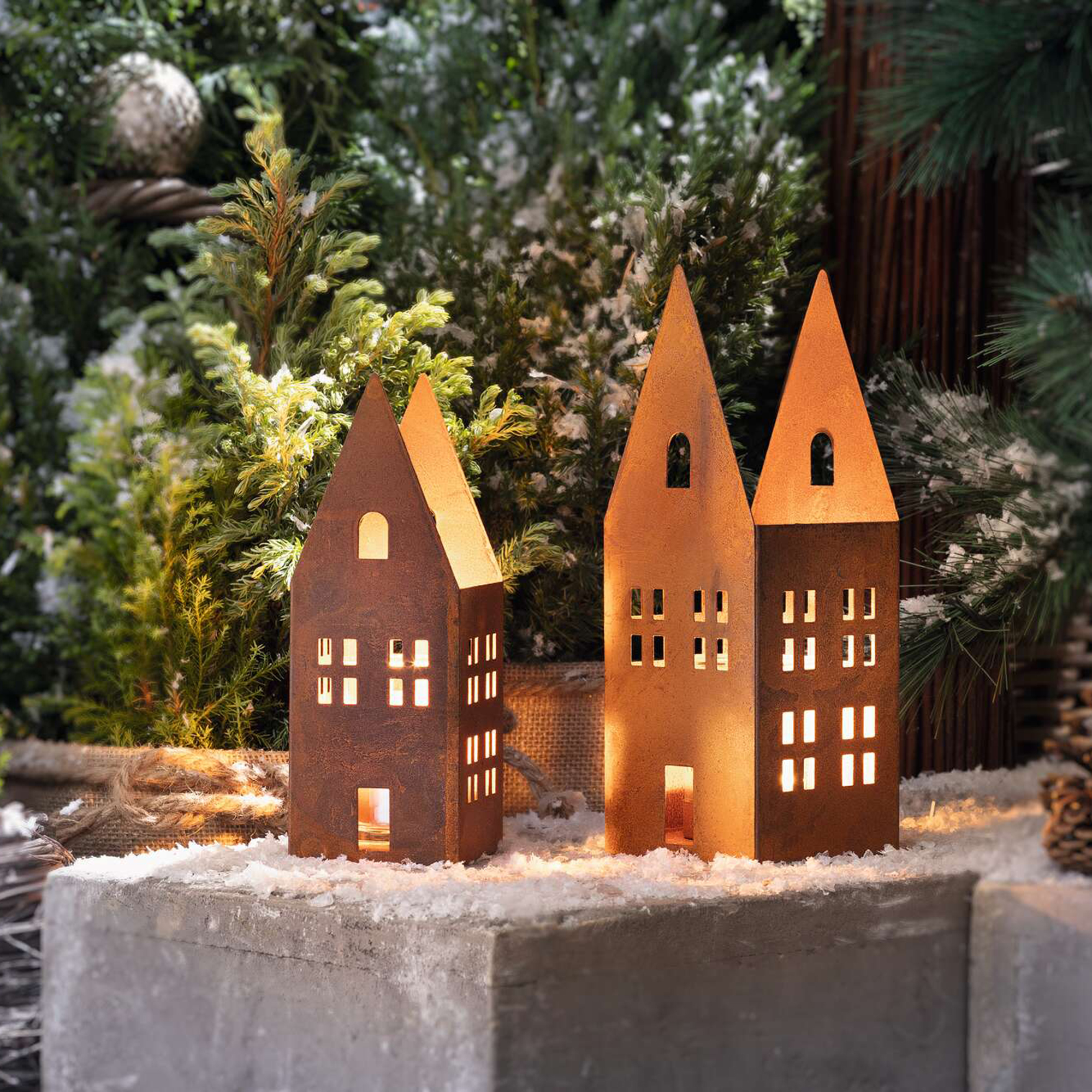 Acheter Lot de 2 lumignons "aspect rouille"  dans la boutique en ligne de Frank Flechtwaren