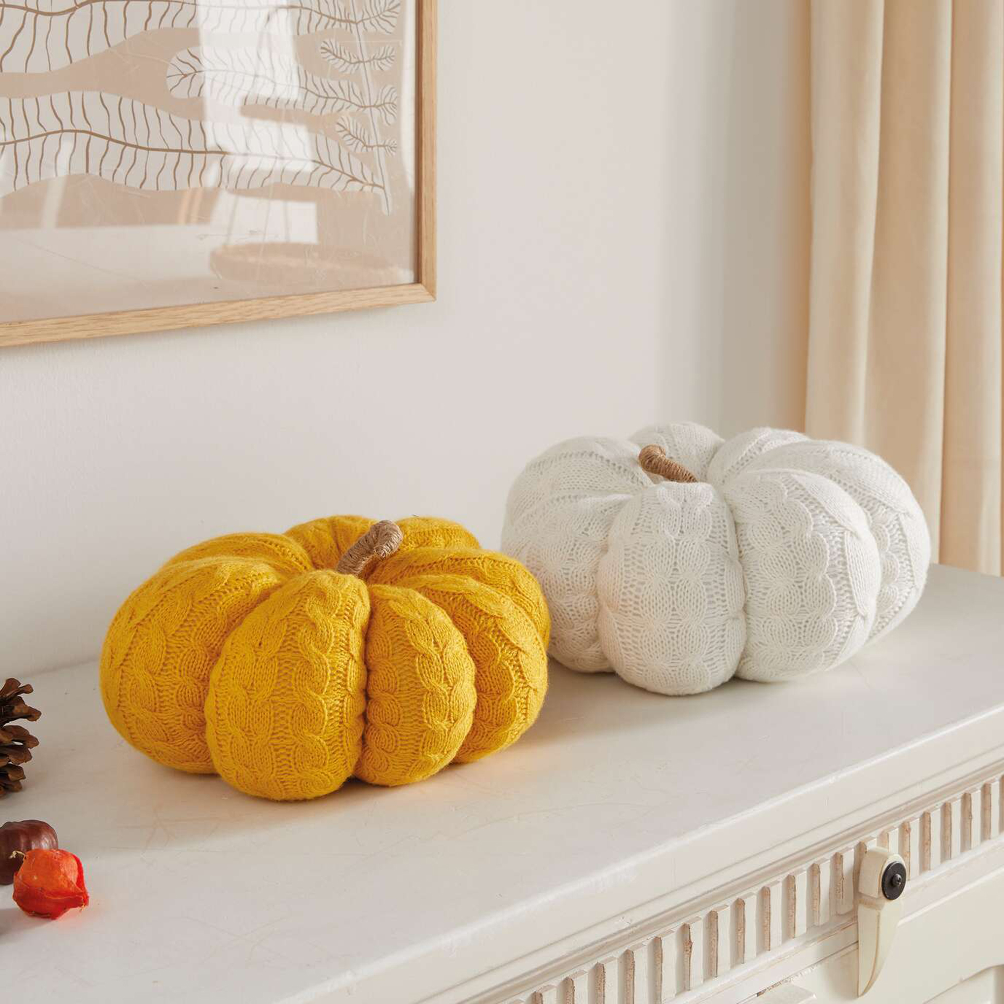 Acheter Lot de 2 citrouilles décoratives "tricot"  dans la boutique en ligne de Frank Flechtwaren