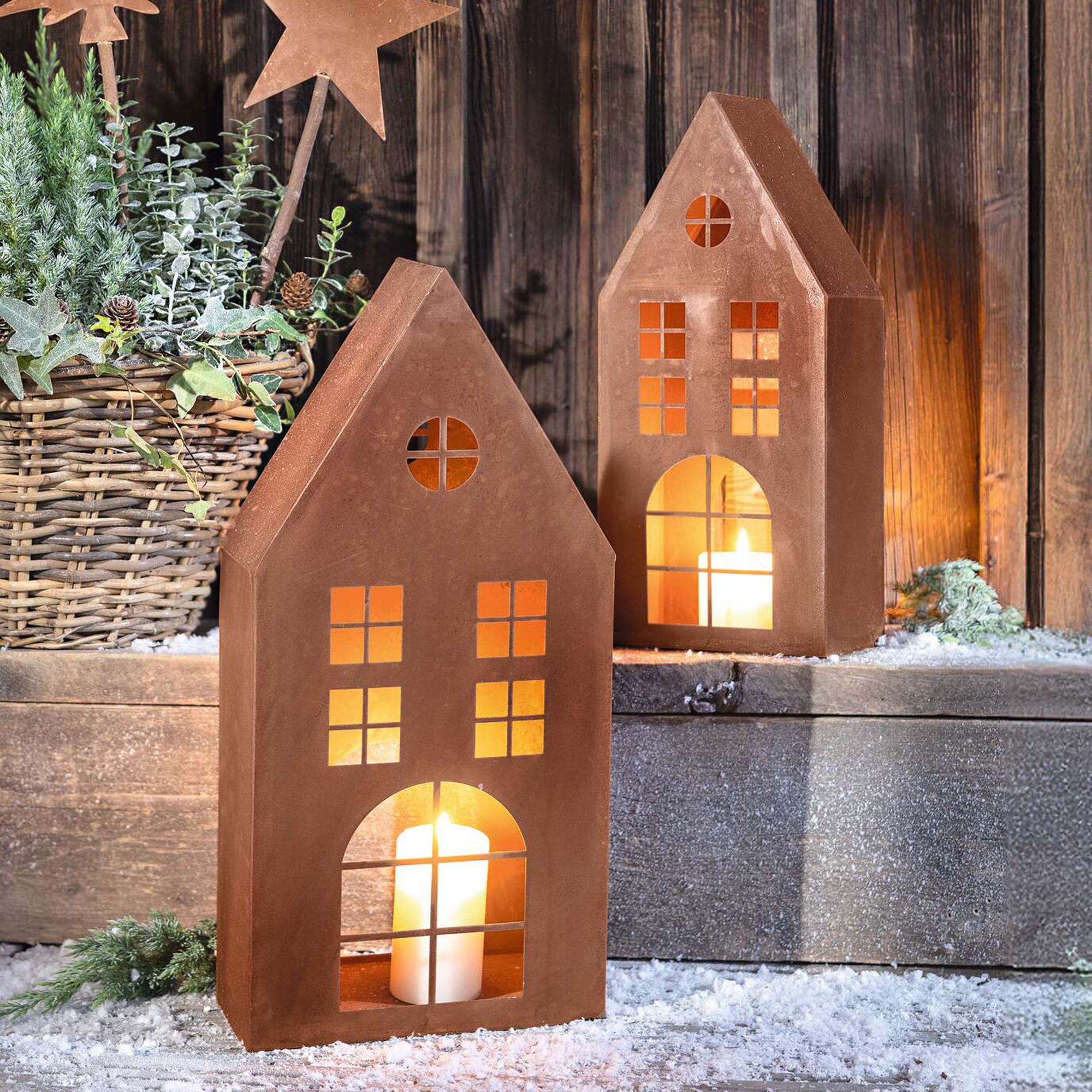 Acheter Lot de 2 maisons "rouille"  dans la boutique en ligne de Frank Flechtwaren