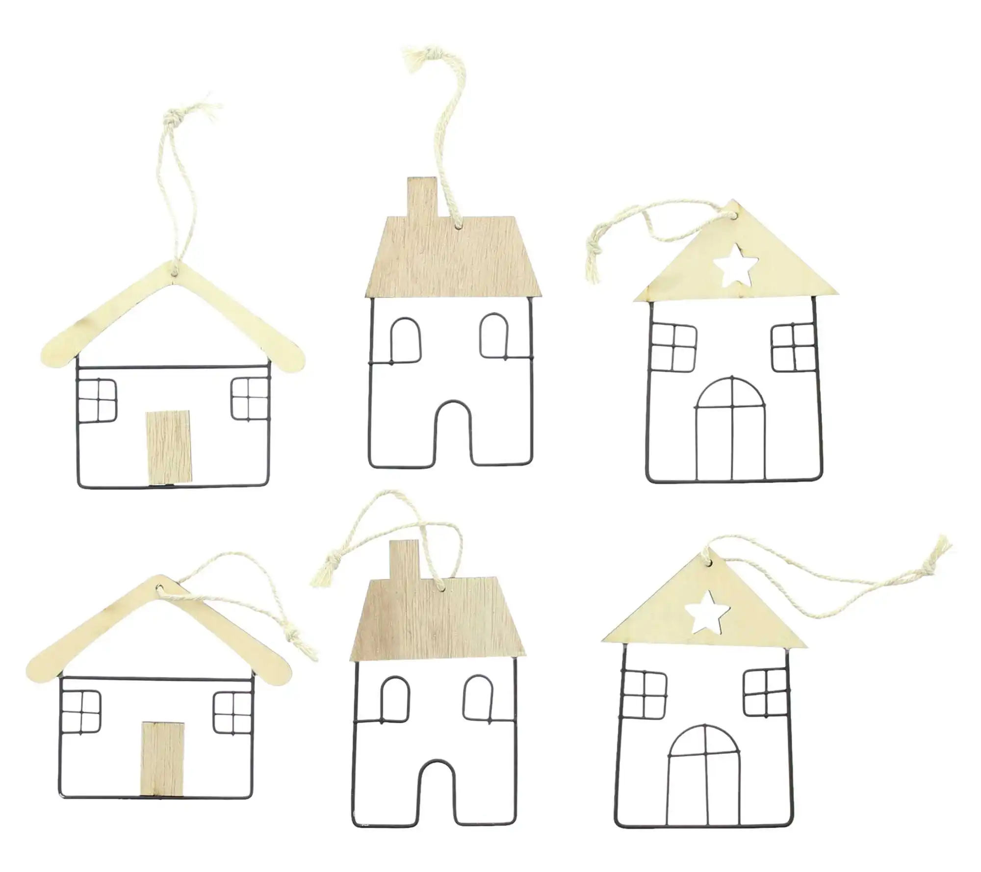 Acheter Lot de 6 suspensions décoratives "maisons"  dans la boutique en ligne de Frank Flechtwaren pour Pâques