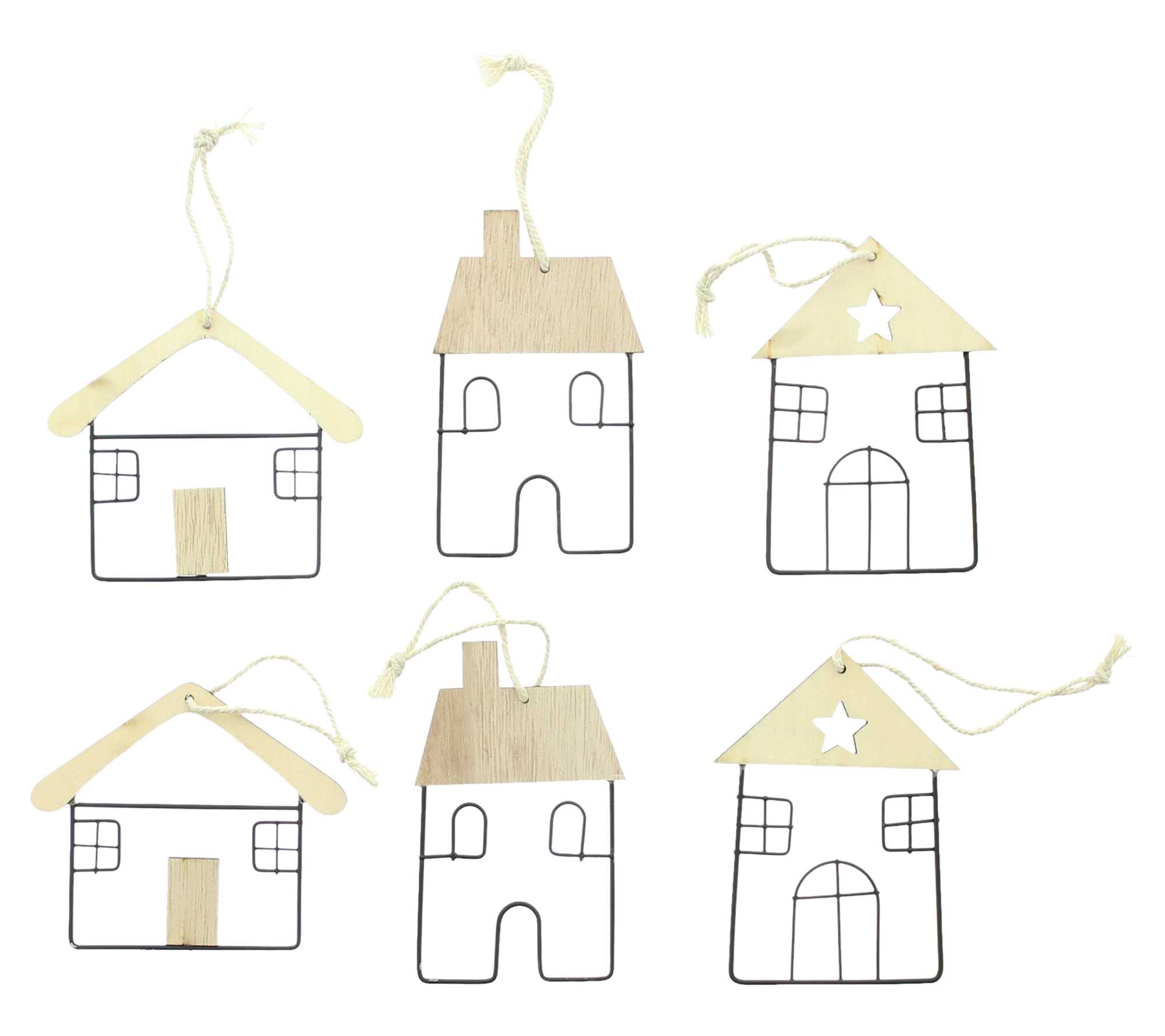 Acheter Lot de 6 suspensions décoratives "maisons"  dans la boutique en ligne de Frank Flechtwaren pour Maison, Maisonette &amp; co.