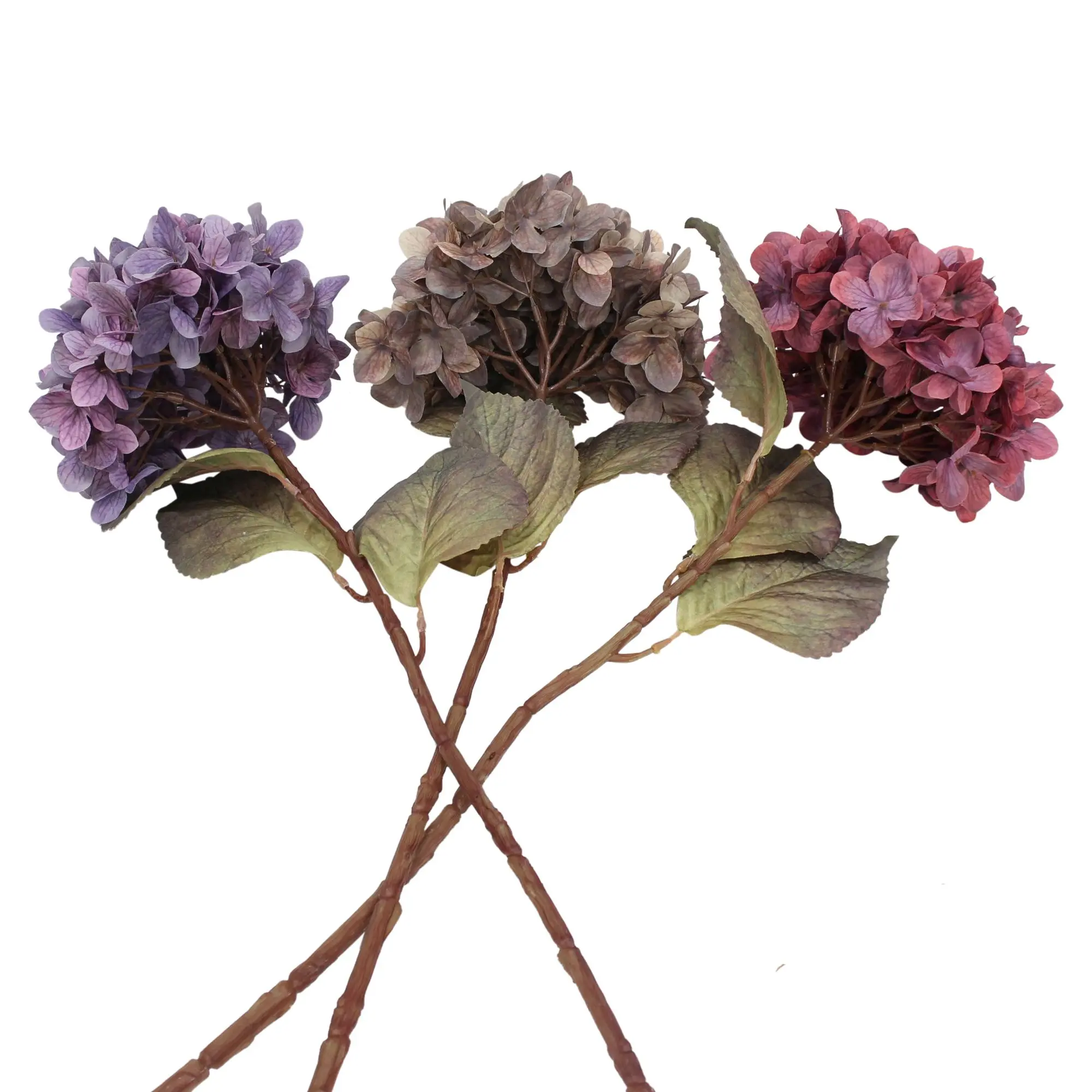 Acheter Fleurs artificielles « Hortensias », lot de 3 dans la boutique en ligne de Frank Flechtwaren pour Jardin d'automne nostalgique