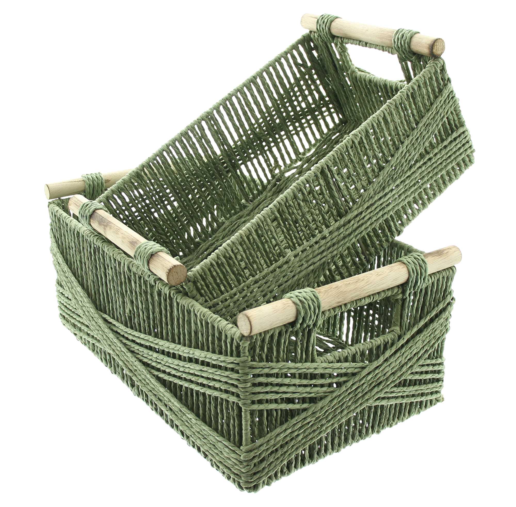 Acheter Lot de 2 corbeilles « poignée en bois »  dans la boutique en ligne de Frank Flechtwaren pour Paniers de remplissage &amp; universels