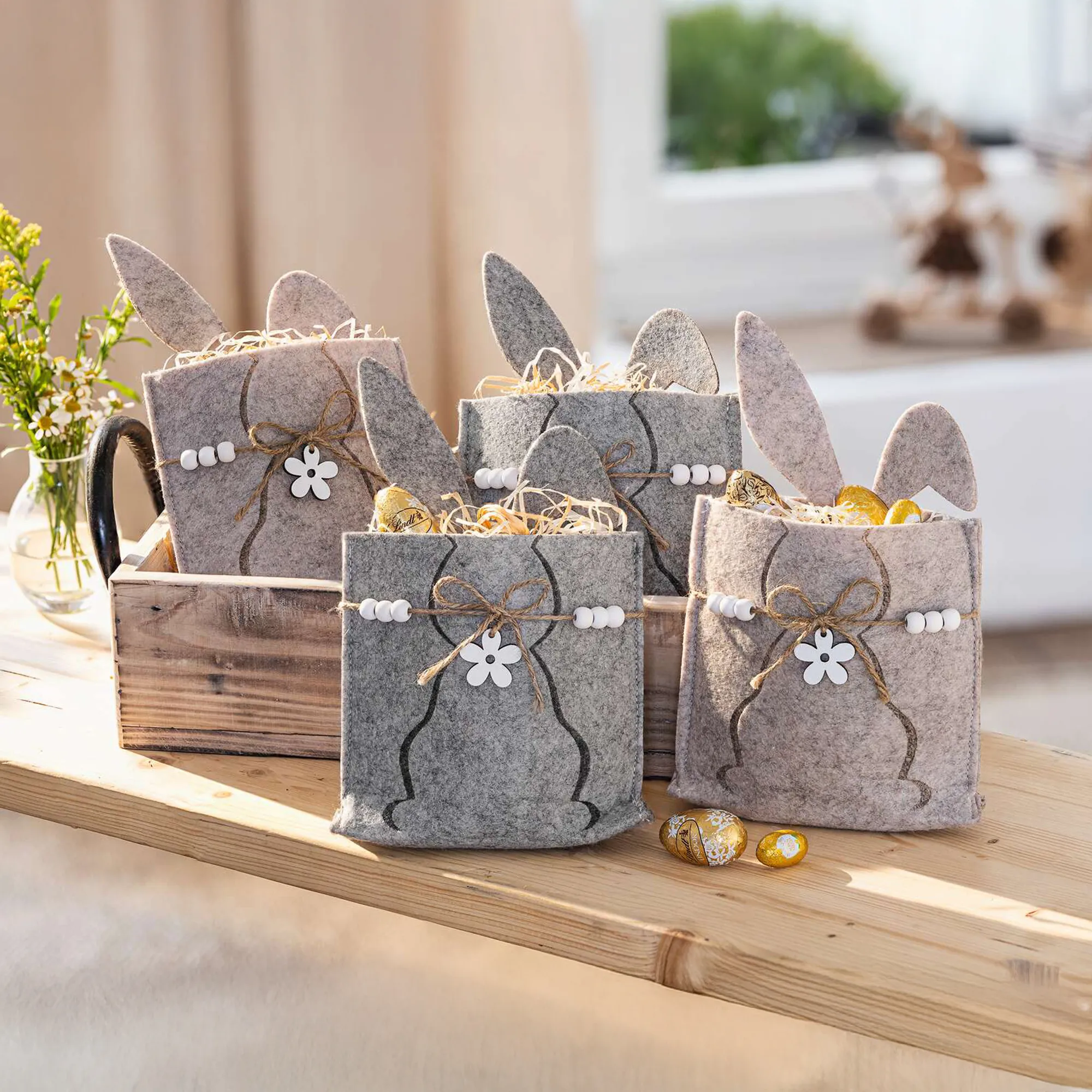 Acheter Lot de 4 sacs en feutre "lapin de Pâques"  dans la boutique en ligne de Frank Flechtwaren