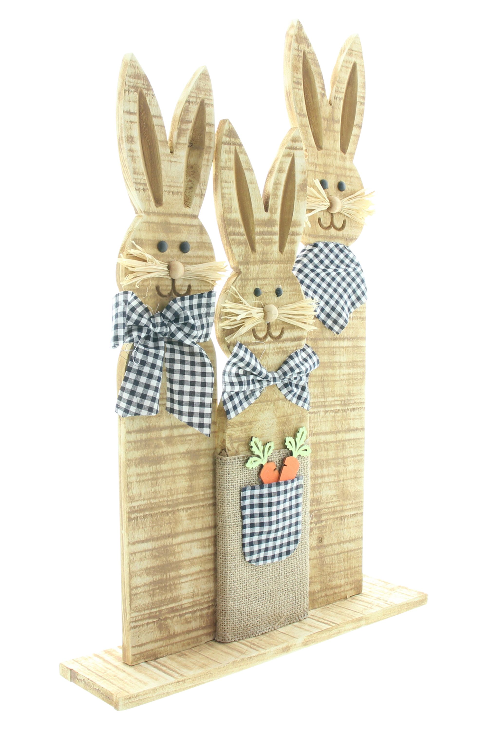 Acheter Trio de lapins "look carreaux"  dans la boutique en ligne de Frank Flechtwaren pour Lapin &amp; co