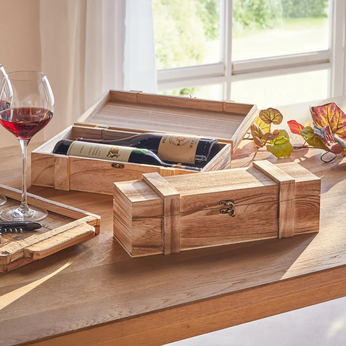 Acheter Coffret en bois "rustique" pour 1 bouteille  dans la boutique en ligne de Frank Flechtwaren