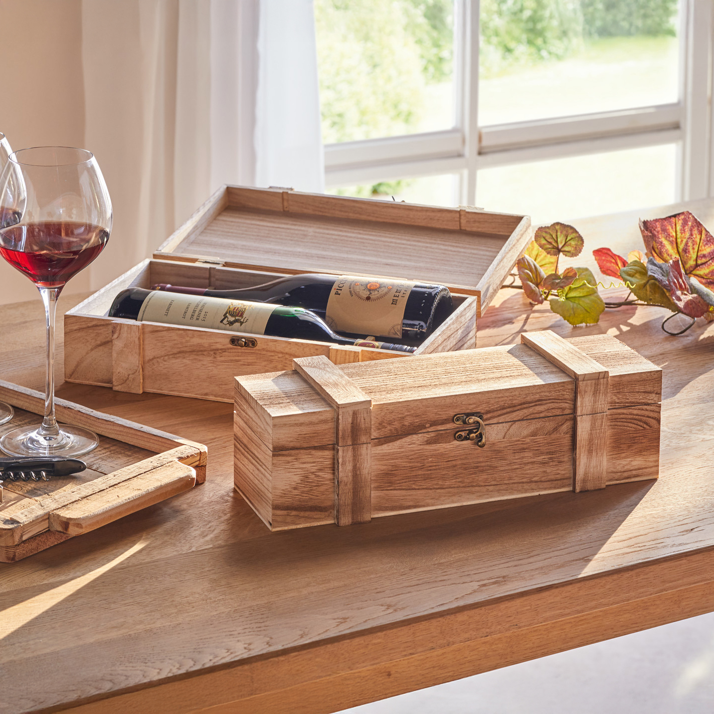 Acheter Coffret en bois "rustique" pour 1 bouteille  dans la boutique en ligne de Frank Flechtwaren