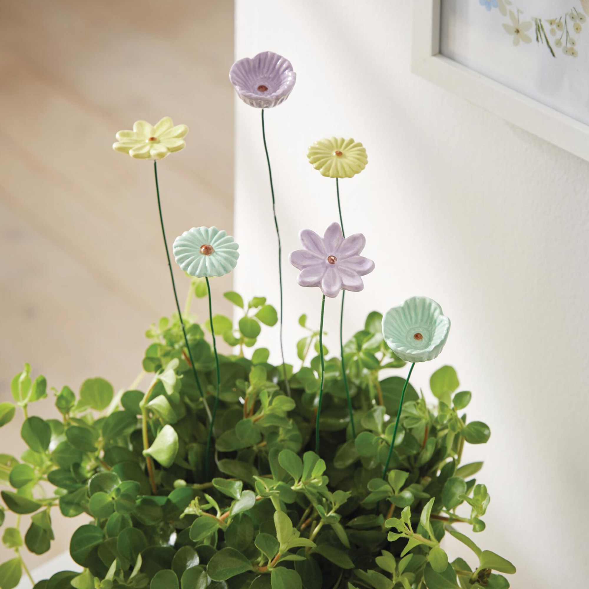 Acheter Lot de 6 pics "fleurs pastel"  dans la boutique en ligne de Frank Flechtwaren