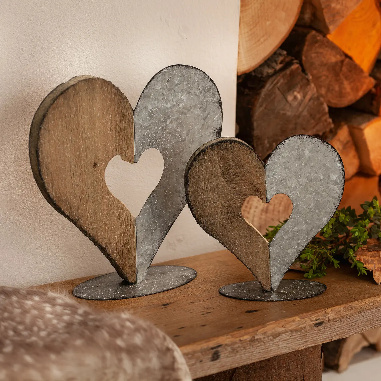 Acheter Lot de 2 cœurs de décoration "mixe"  dans la boutique en ligne de Frank Flechtwaren