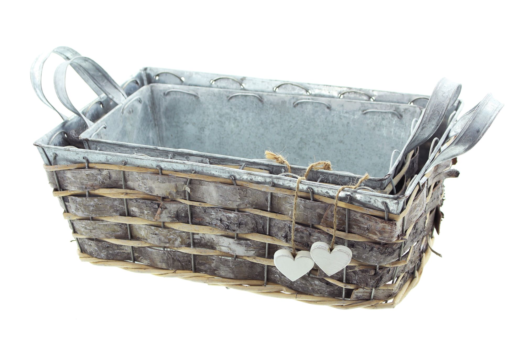 Acheter Lot de 2 jardinières "coeur blanc"  dans la boutique en ligne de Frank Flechtwaren pour Automne