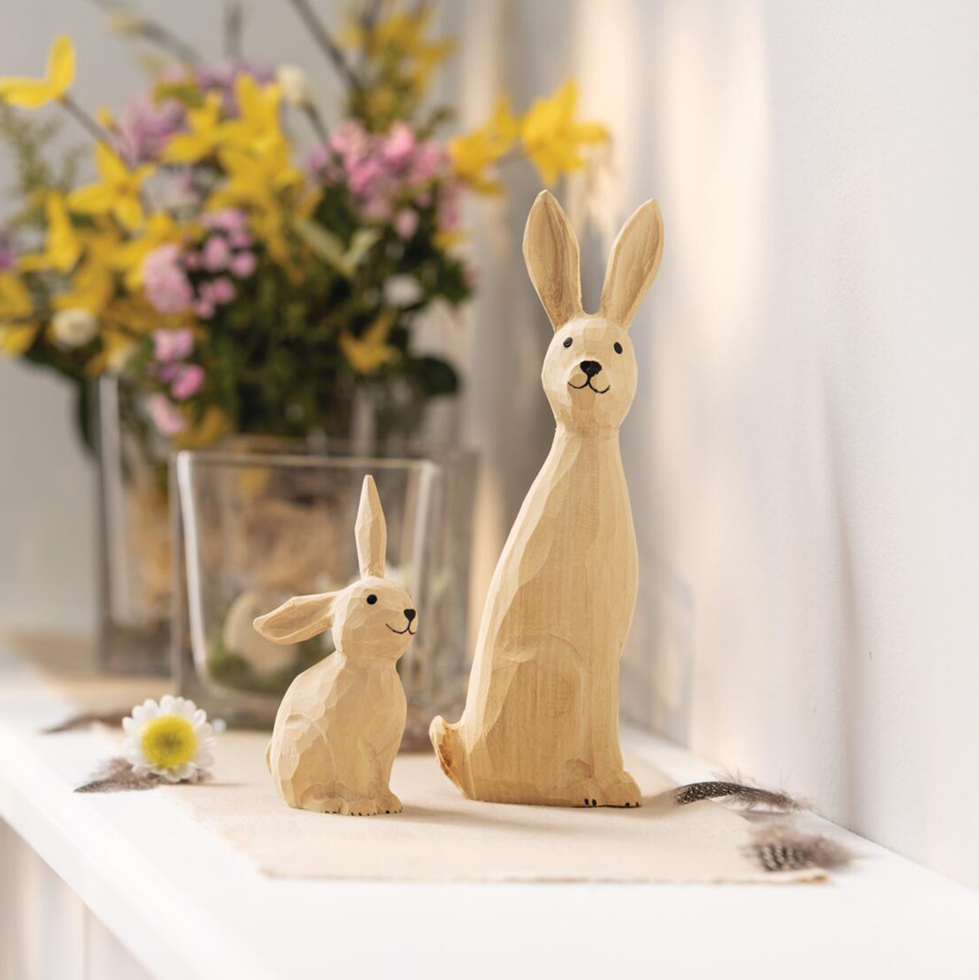 Acheter Lot de 2 figurunes "Lapine avec petit"  dans la boutique en ligne de Frank Flechtwaren