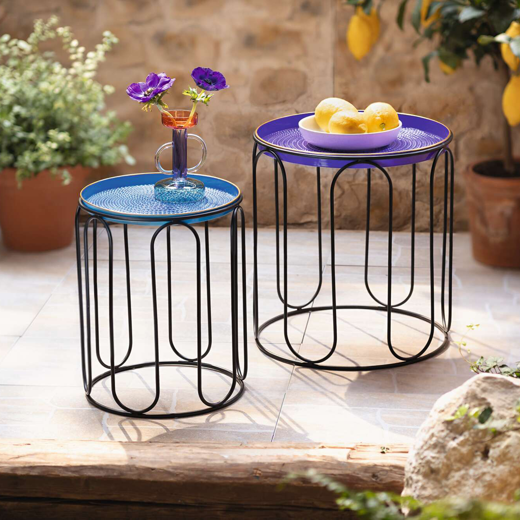 Acheter Lot de 2 tables d'appoint "Blue"  dans la boutique en ligne de Frank Flechtwaren