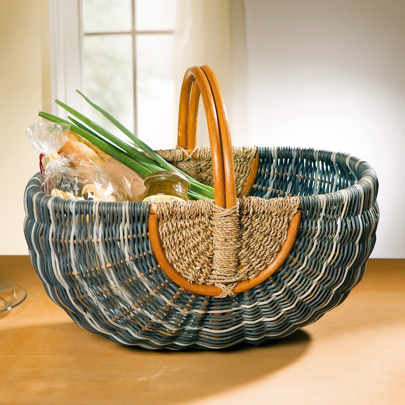 Acheter Panier à courses "bleu/nature"  dans la boutique en ligne de Frank Flechtwaren