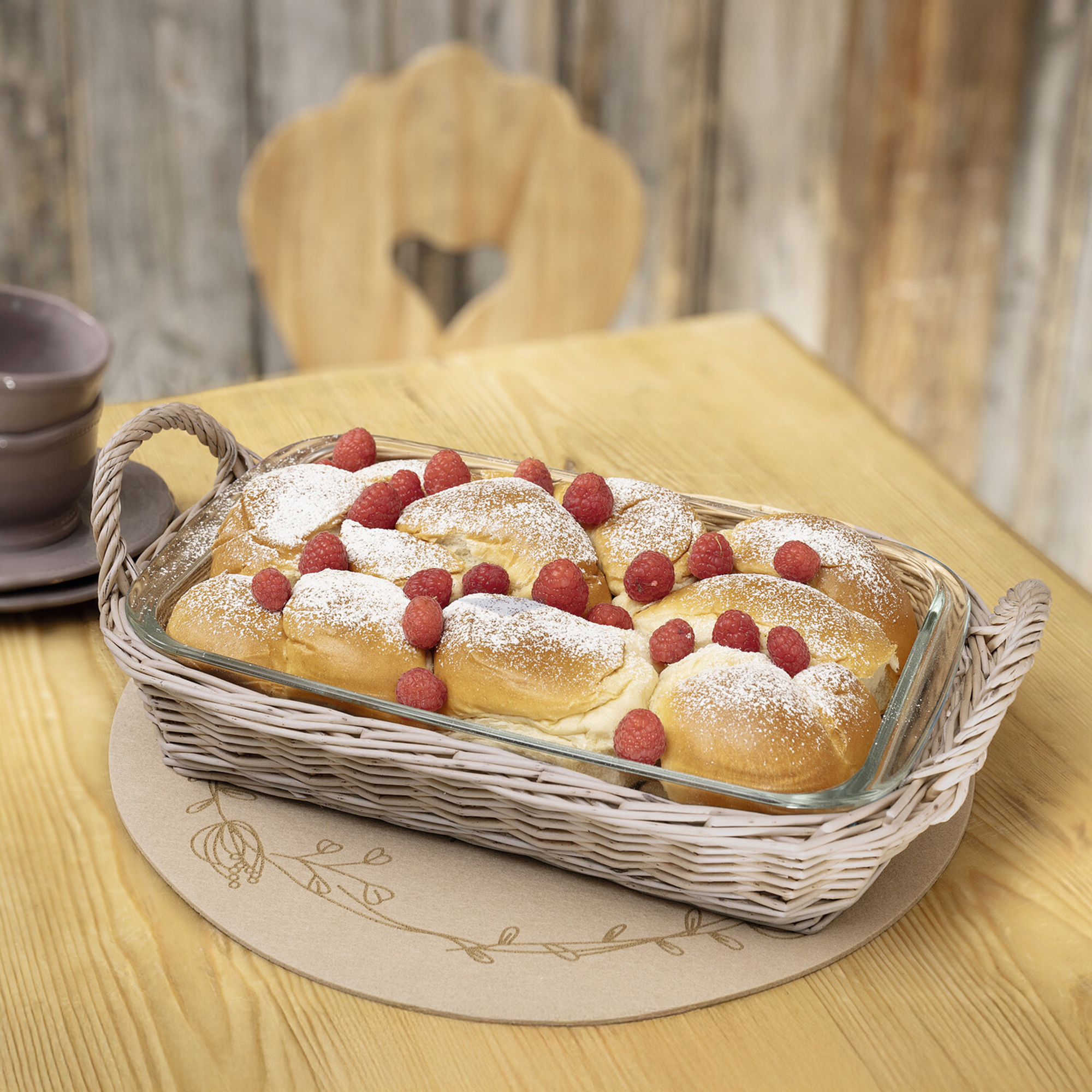 Acheter Plat à gratin "cuisine" avec panier en osier  dans la boutique en ligne de Frank Flechtwaren