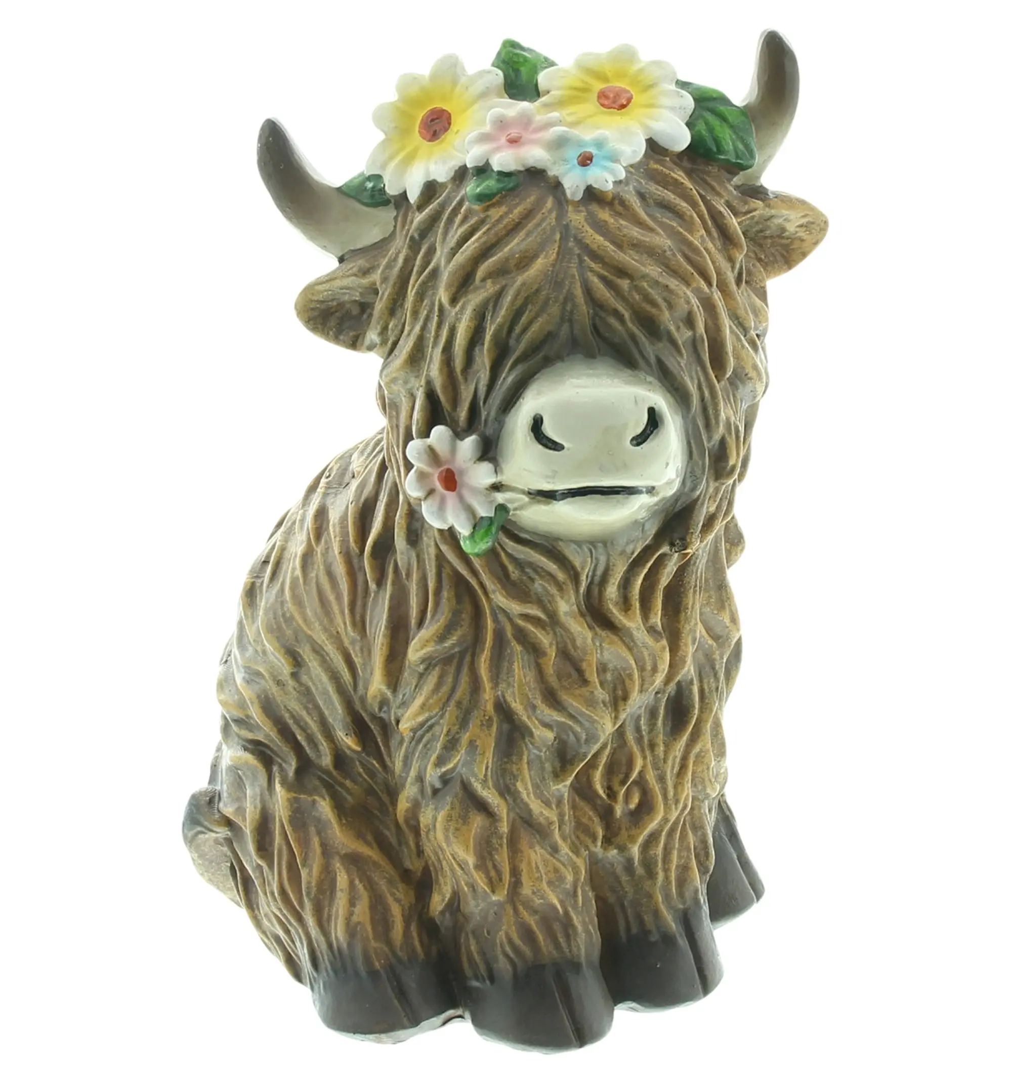 Acheter Figurine déco "taureau avec couronne de fleurs"  dans la boutique en ligne de Frank Flechtwaren pour Figurines décoratives