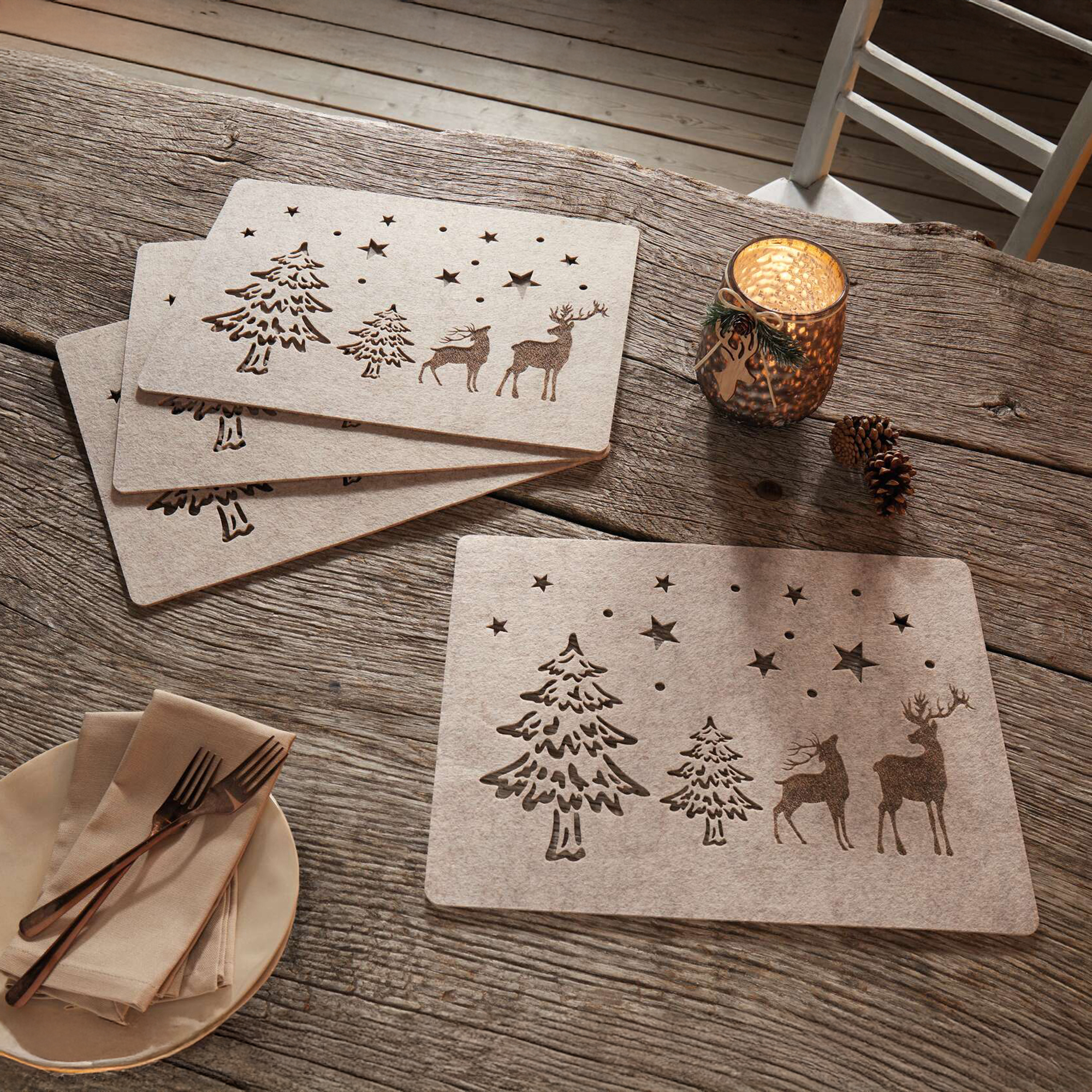 Acheter Lot de 4 sets de table "forêt d'hiver"  dans la boutique en ligne de Frank Flechtwaren