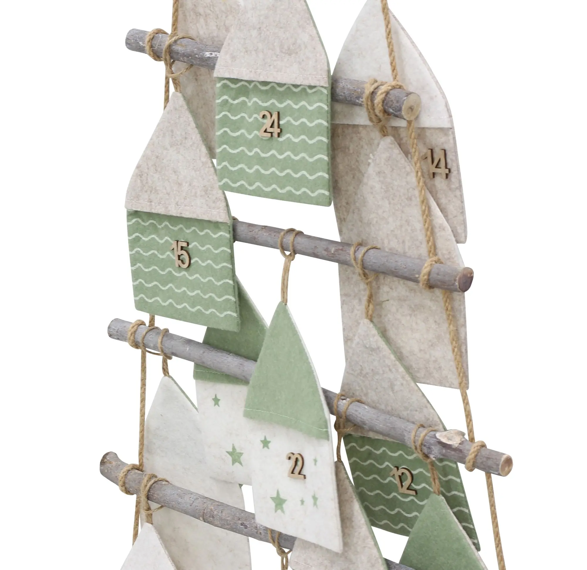 Acheter Calendrier de l'Avent « Maisonnettes », 25 pièces dans la boutique en ligne de Frank Flechtwaren pour Look de fête : menthe &amp; blanc