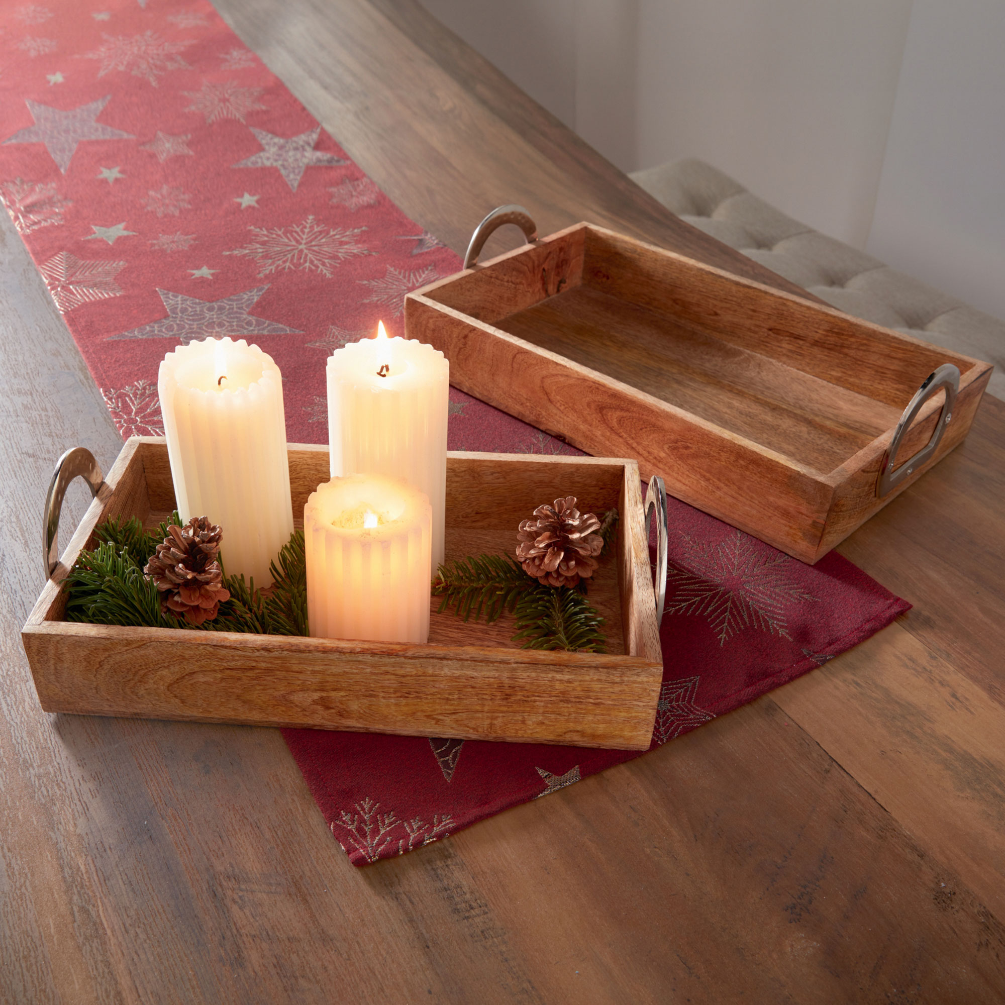 Acheter Lot de 2 plateaux "bois de manguier"  dans la boutique en ligne de Frank Flechtwaren