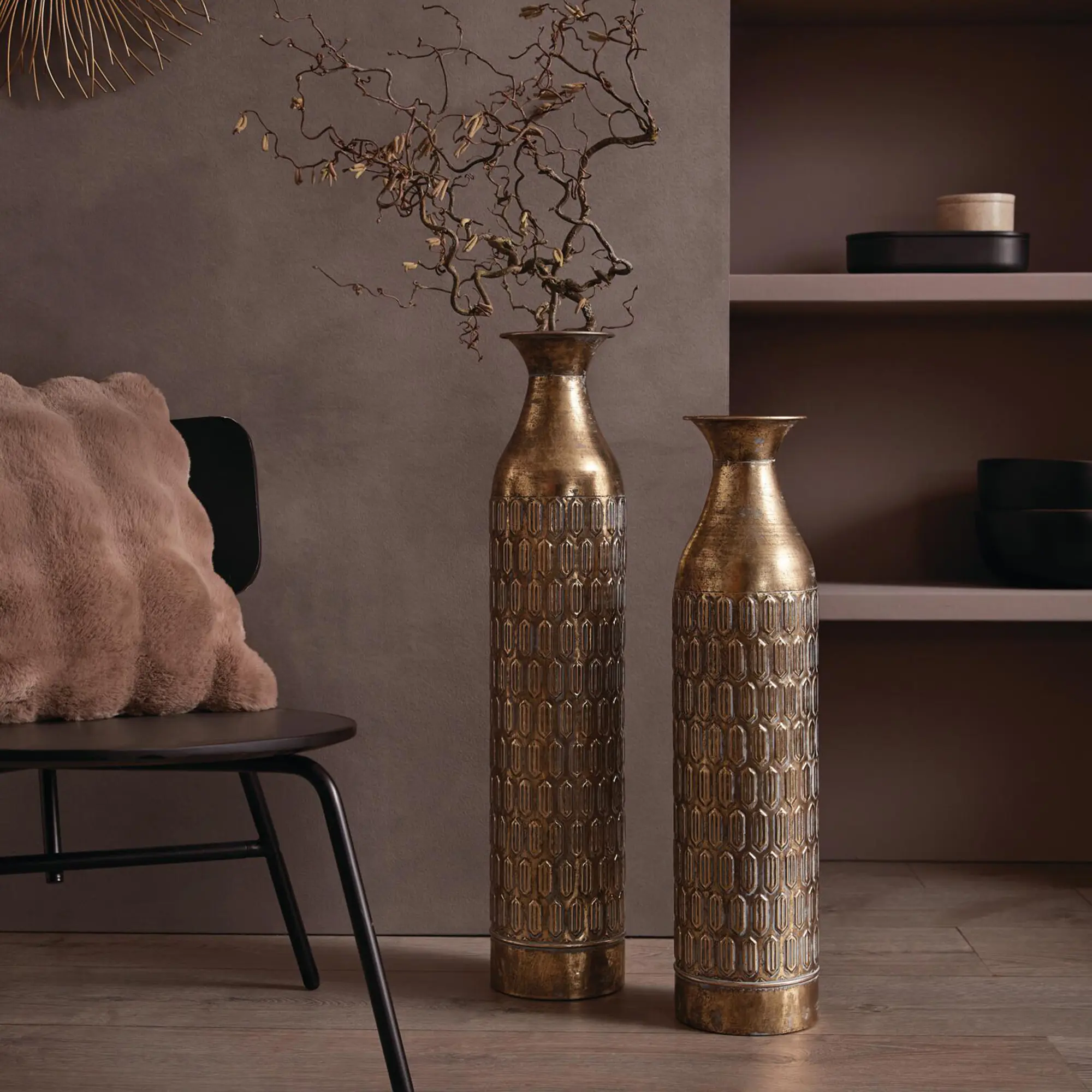 Acheter Lot de 2 vases de sol décoratifs "gold"  dans la boutique en ligne de Frank Flechtwaren