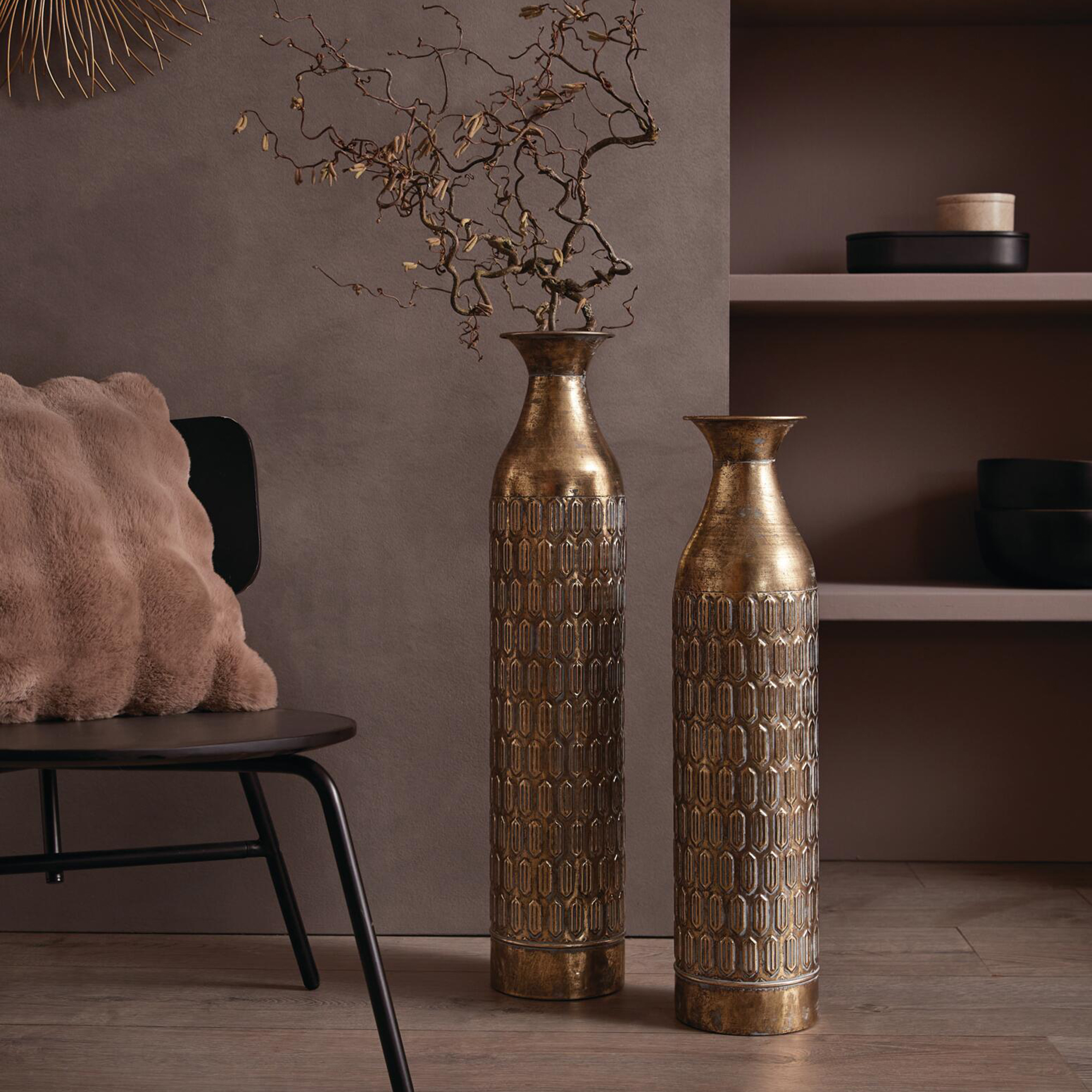 Acheter Lot de 2 vases de sol décoratifs "gold"  dans la boutique en ligne de Frank Flechtwaren pour Nouvel arrivage