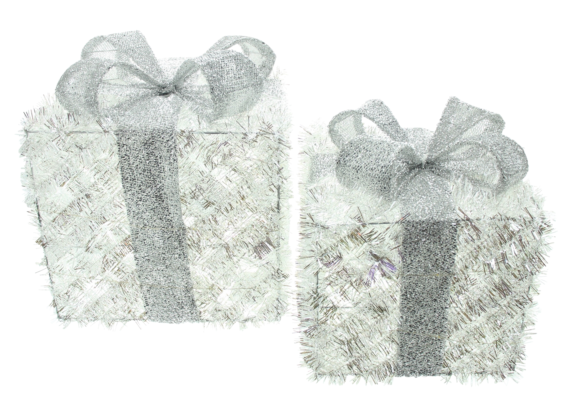 Acheter Lot de 2 paquets cadeaux LED scintillement argenté  dans la boutique en ligne de Frank Flechtwaren pour Décoration LED