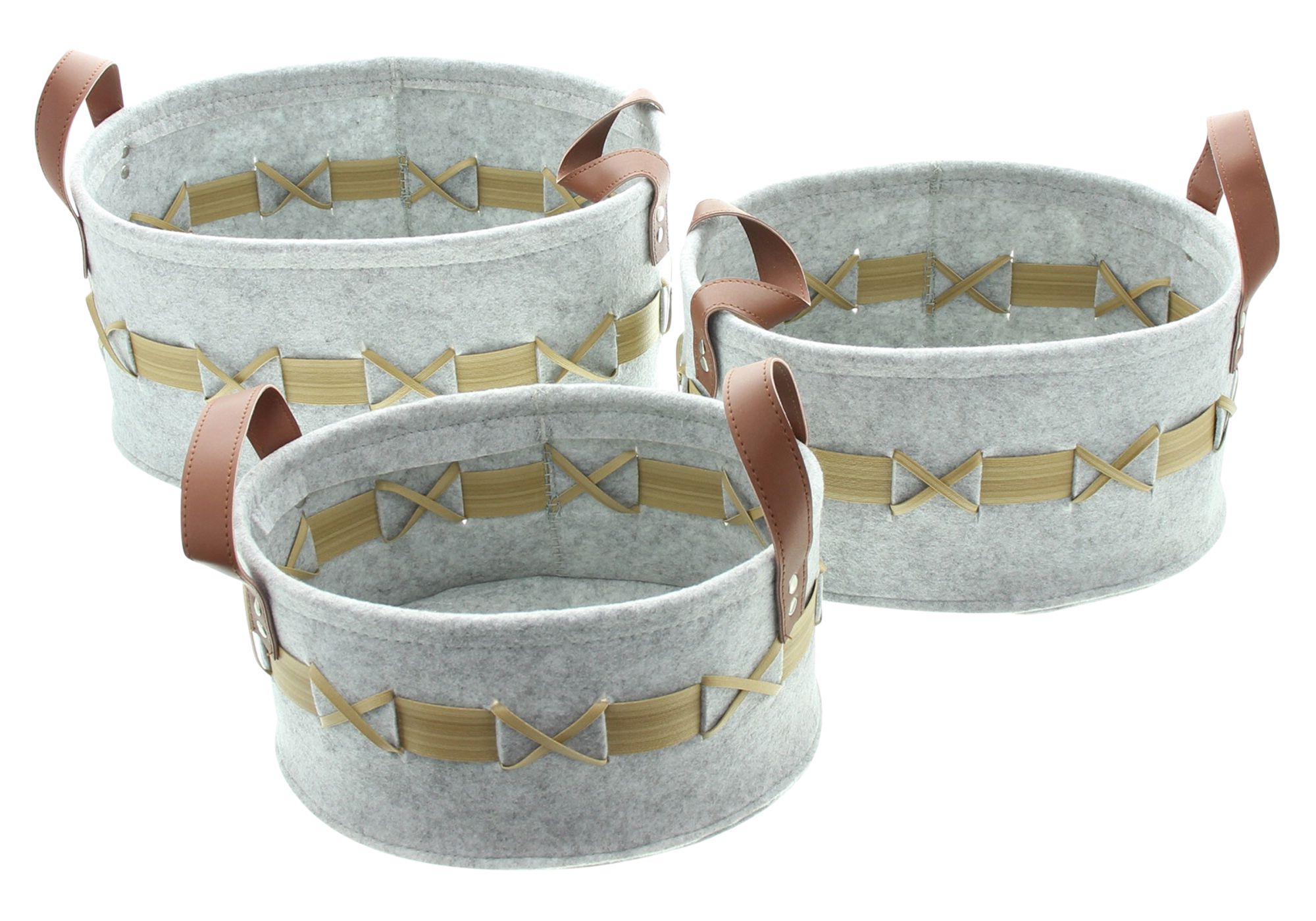 Acheter Lot de 3 paniers en feutre "tressé" dans la boutique en ligne de Frank Flechtwaren pour Paniers de remplissage & universels Acheter Lot de 3 paniers en feutre "tressé" dans la boutique en ligne de Frank Flechtwaren pour Paniers de remplissage & universels
