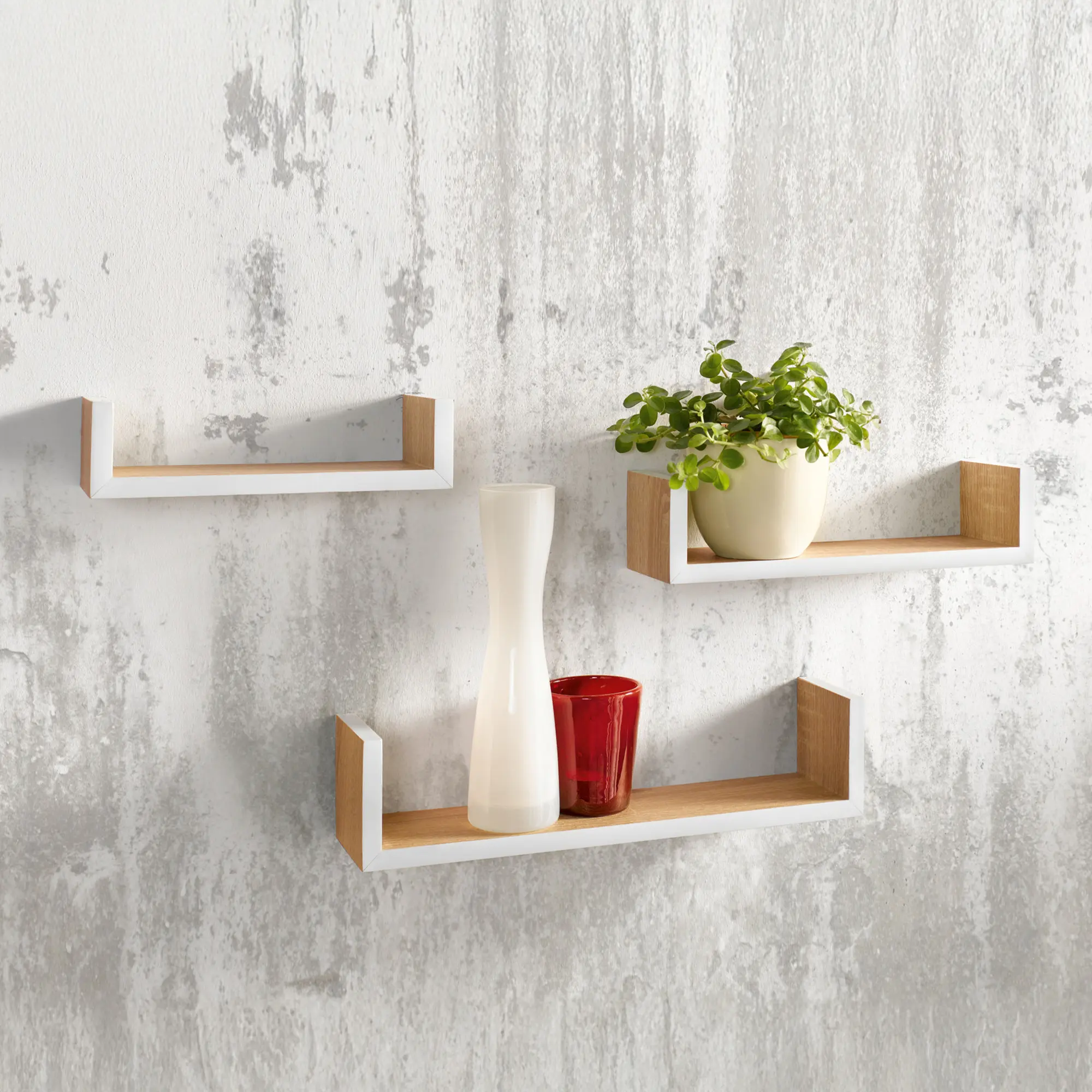 Acheter Lot de 3 étagères murales "bord blanc"  dans la boutique en ligne de Frank Flechtwaren