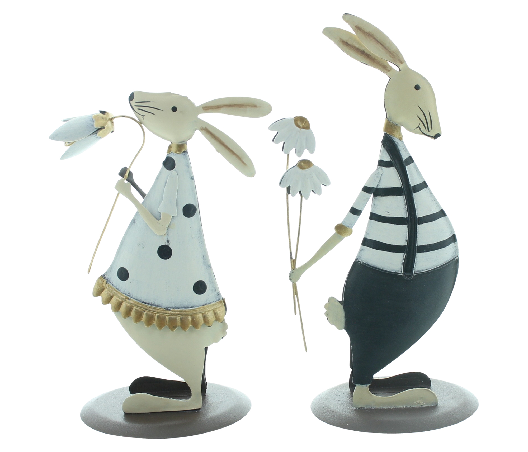 Acheter Lot de 2 figurines "couple de lapins avec fleur"  dans la boutique en ligne de Frank Flechtwaren pour Nouvel arrivage
