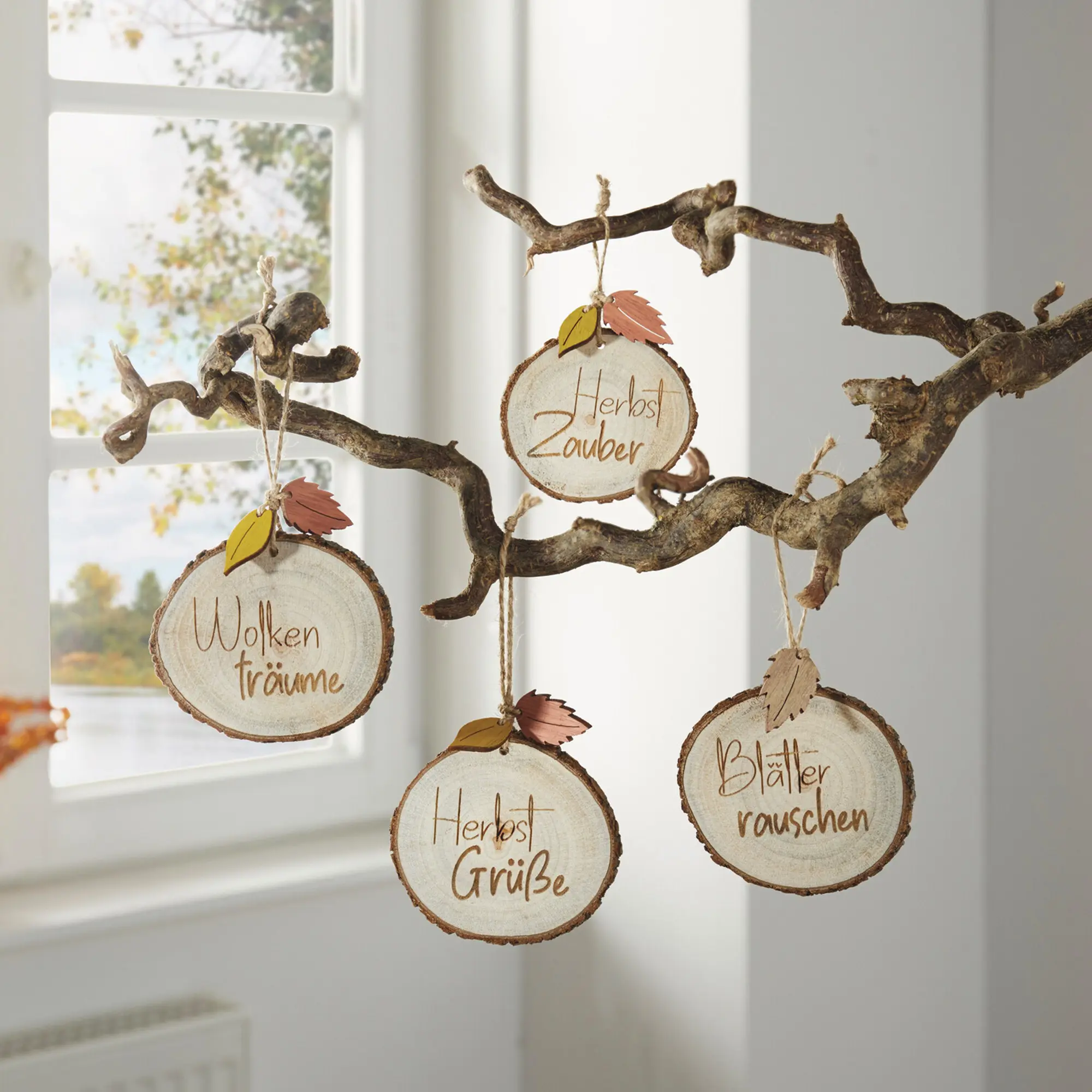 Acheter Lot de 4 suspensions "message d'automne"  dans la boutique en ligne de Frank Flechtwaren