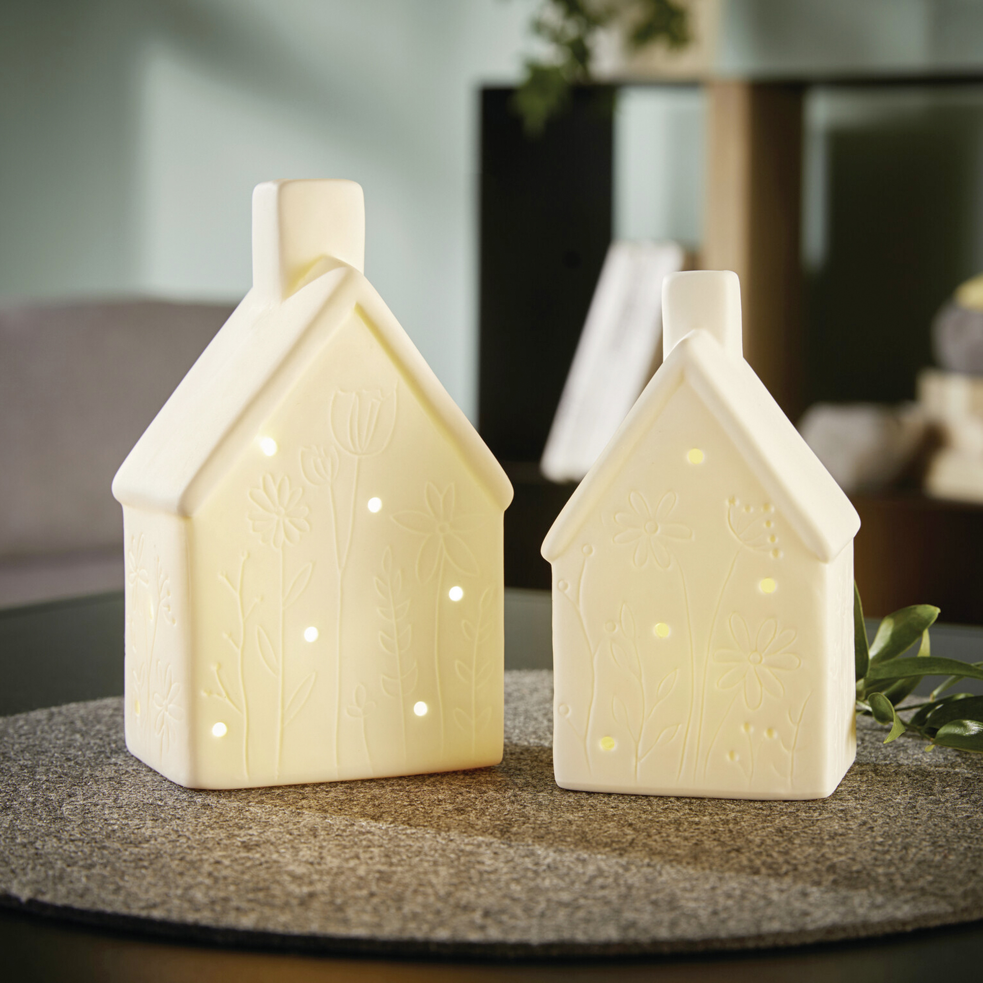 Acheter Lot de 2 maisons LED "prairie fleurie"  dans la boutique en ligne de Frank Flechtwaren