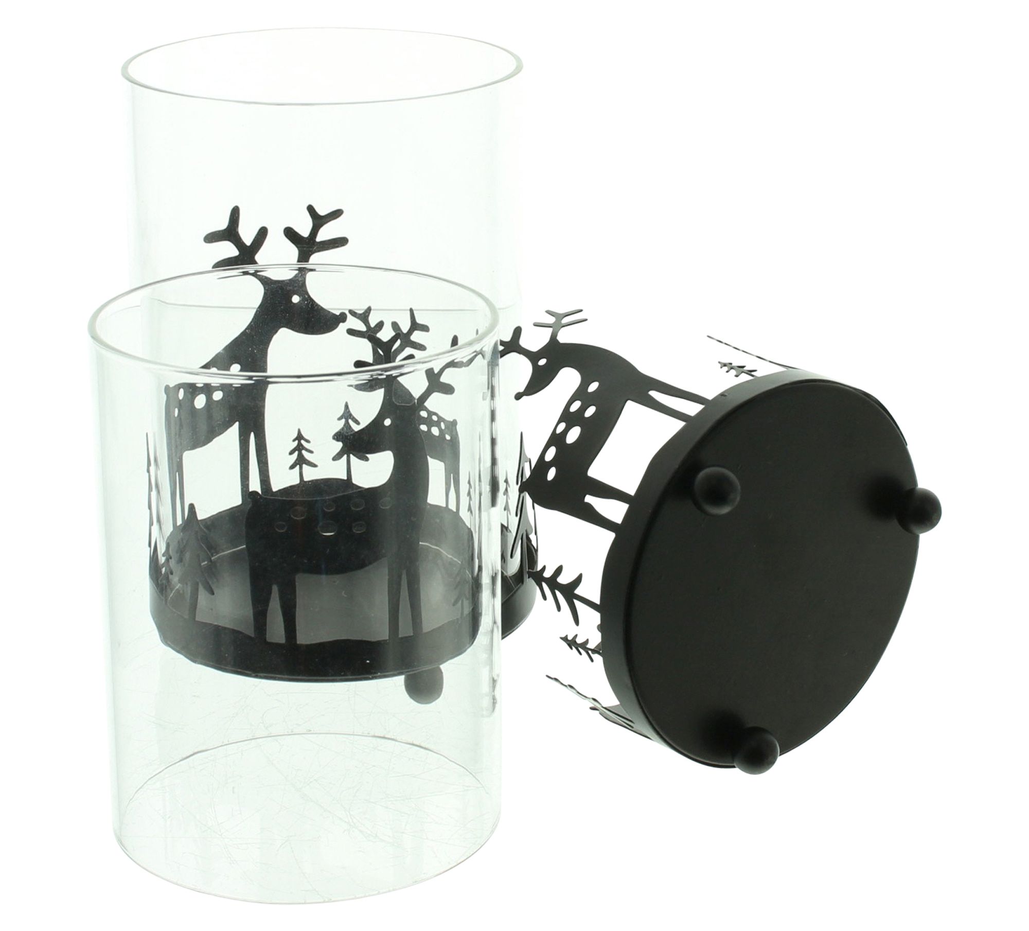 Acheter Lot de 2 photophores "renne dans la forêt"  dans la boutique en ligne de Frank Flechtwaren pour Lanternes