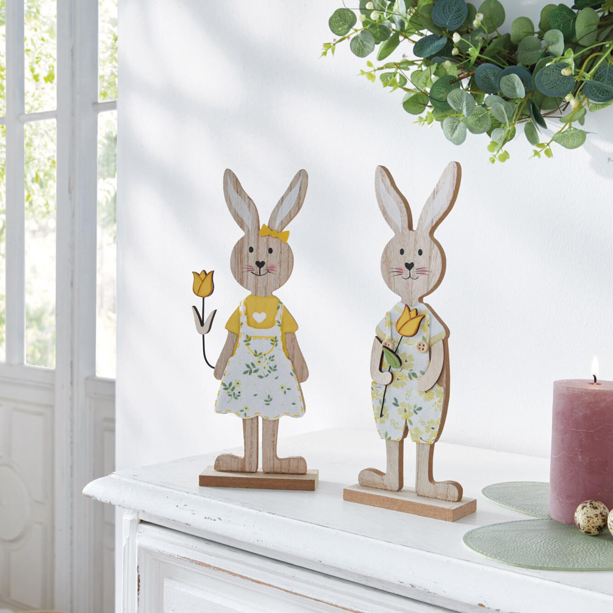 Acheter Lot de 2 figurines lapins "tulipes"  dans la boutique en ligne de Frank Flechtwaren