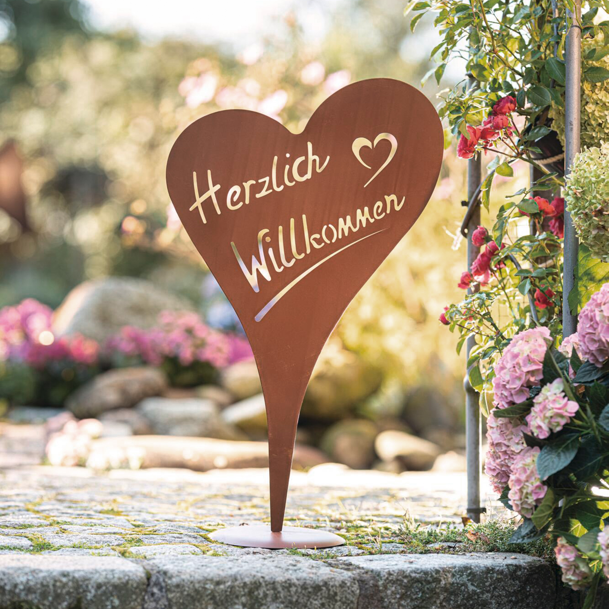 Acheter Coeur "Herzlich Willkommen"  dans la boutique en ligne de Frank Flechtwaren pour Bols décoratifs