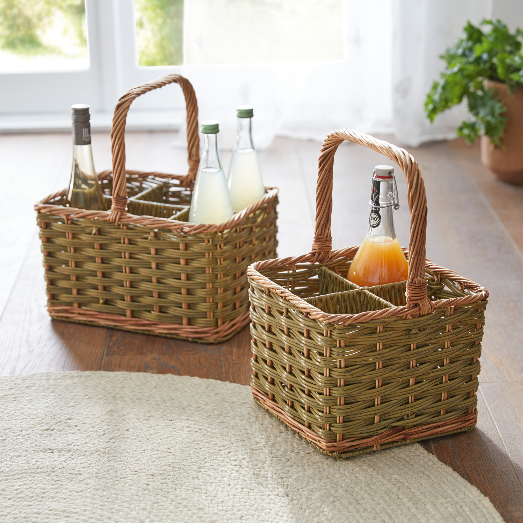 Acheter Porte-bouteilles "Washed Green" pour 4 bouteilles  dans la boutique en ligne de Frank Flechtwaren