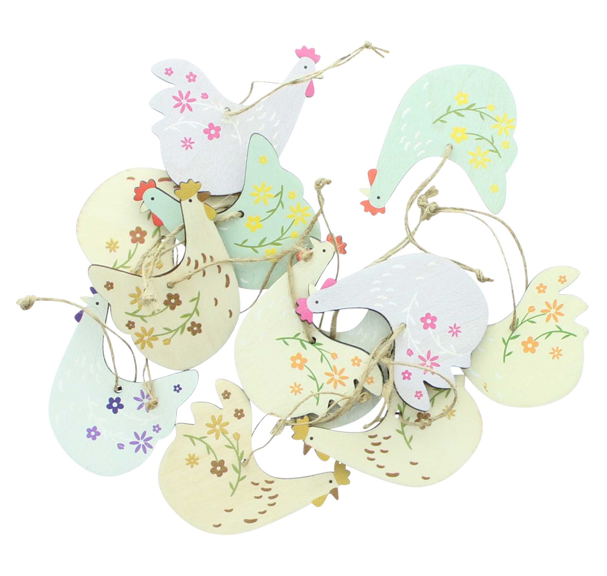 Acheter Lot de 12 suspensions "poules"  dans la boutique en ligne de Frank Flechtwaren pour Décorations à suspendre