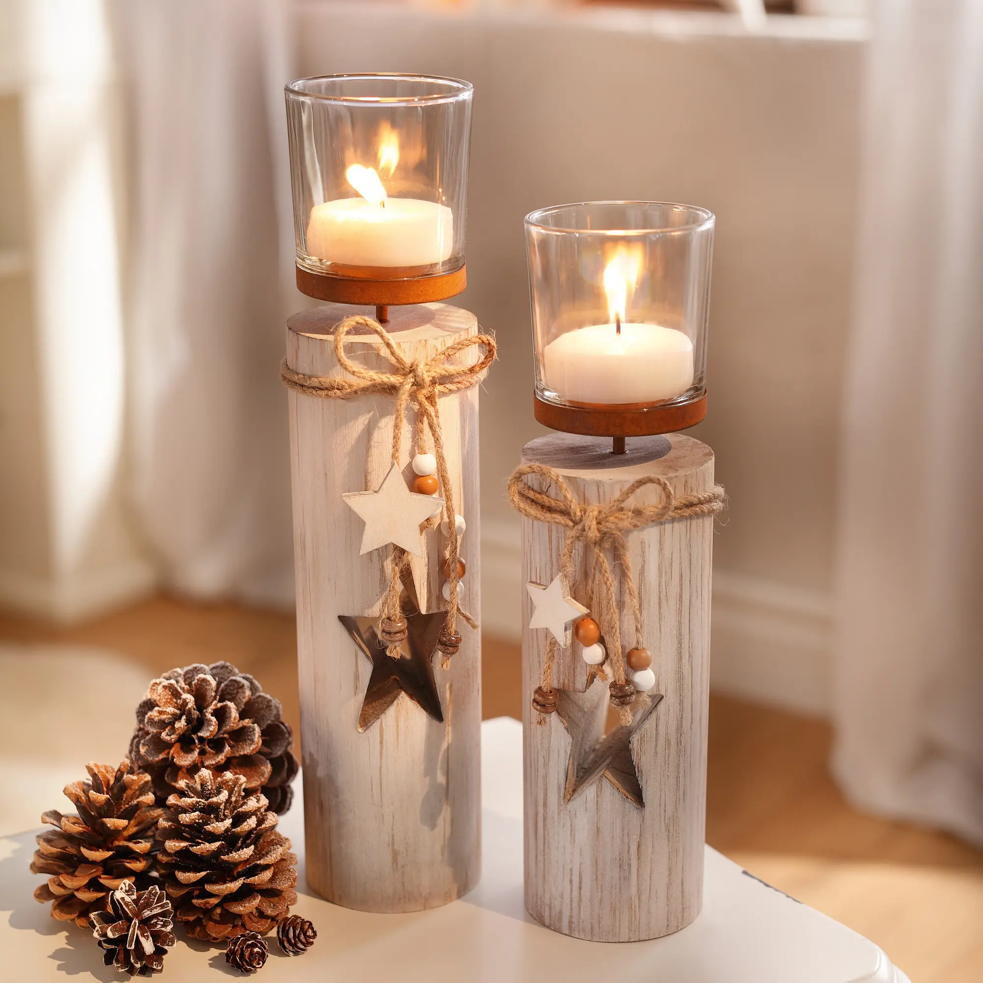 Acheter Lot de 2 colonnes de lumière "étoile"  dans la boutique en ligne de Frank Flechtwaren