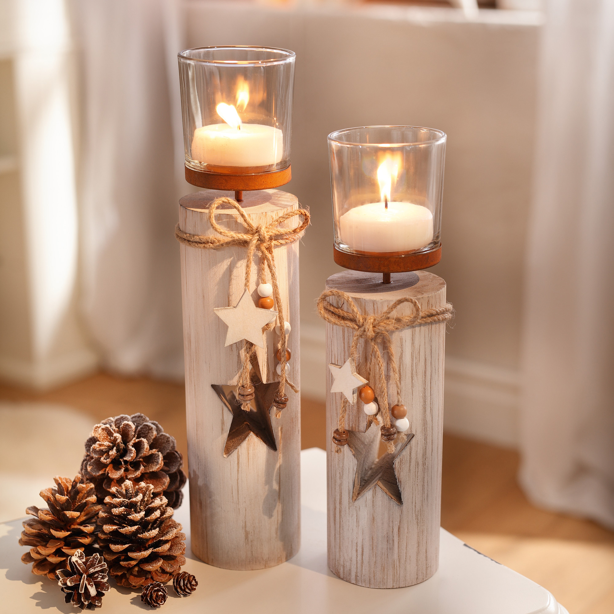 Acheter Lot de 2 colonnes de lumière "étoile"  dans la boutique en ligne de Frank Flechtwaren