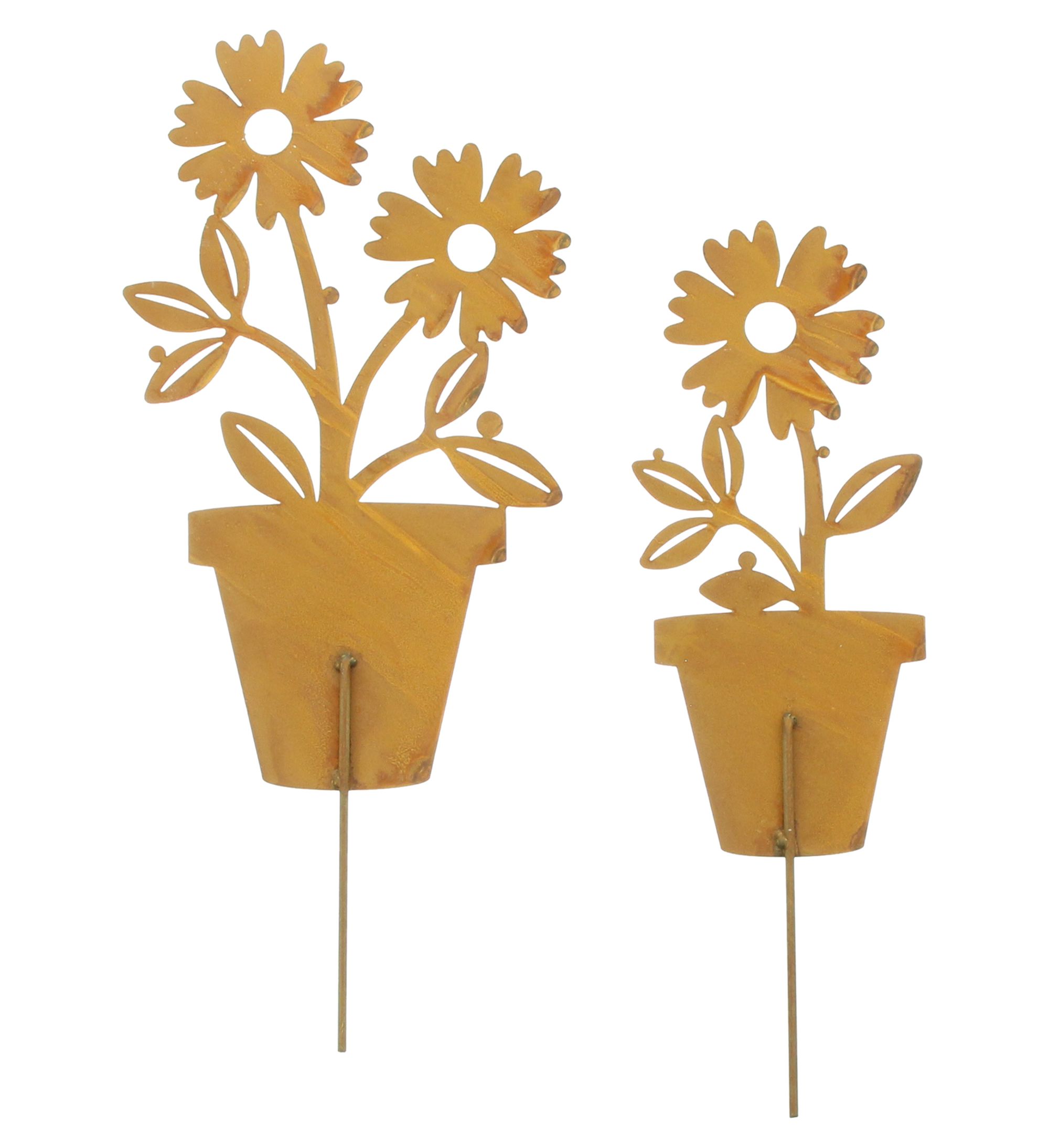 Acheter Lot de 2 pics de jardin "fleur en pot"  dans la boutique en ligne de Frank Flechtwaren pour Pâques