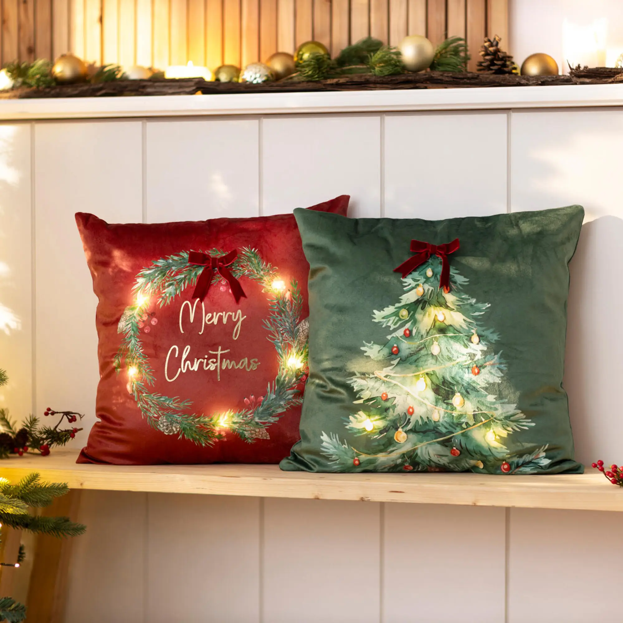 Acheter Housse de coussin LED « Christmas », lot de 2 dans la boutique en ligne de Frank Flechtwaren